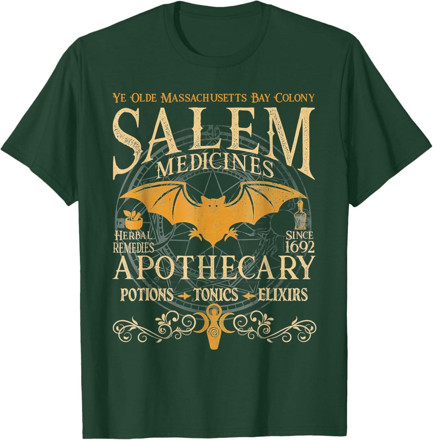 Salem Medicines Apothecary Witch Spooky Season Halloween T-Shirt - T-Shirt | Forest
