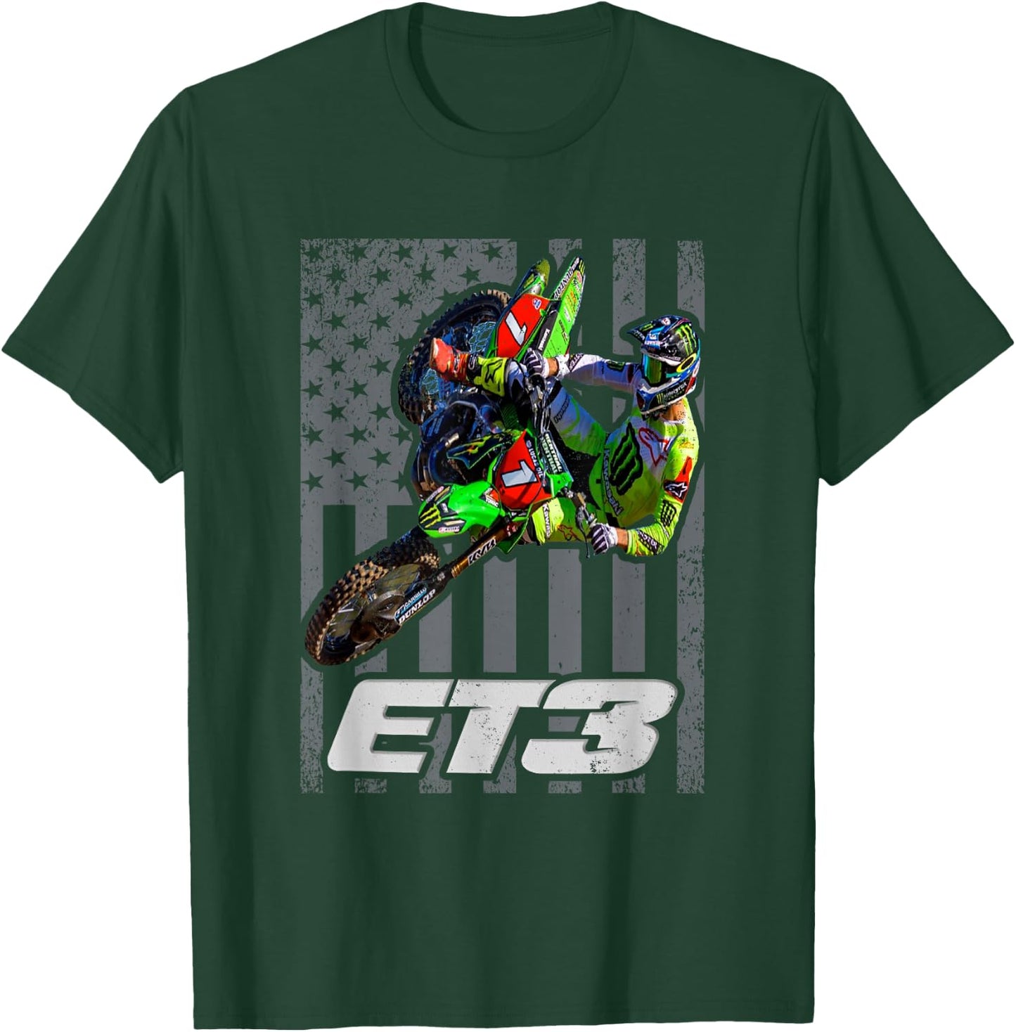 ET3 TOMAC USA Flag 450SX Motocross ET1 T-Shirt - T-Shirt | Forest