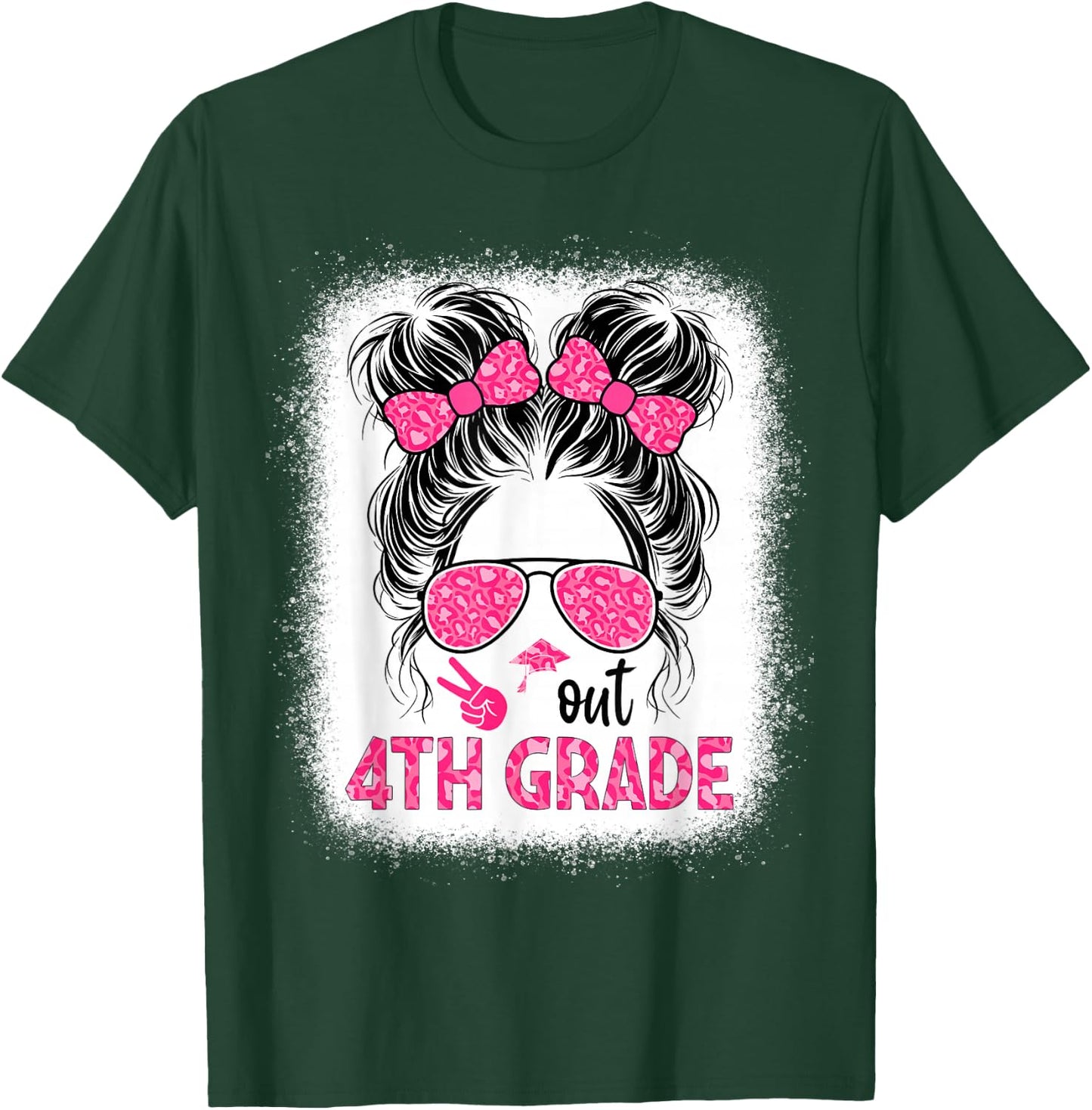 Peace out 4th grade graduation last day shirt Messy Bun girl T-Shirt - T-Shirt | Forest