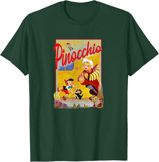 Disney Pinocchio Group Shot Classic Throwback Movie Poster T-Shirt - T-Shirt | Forest