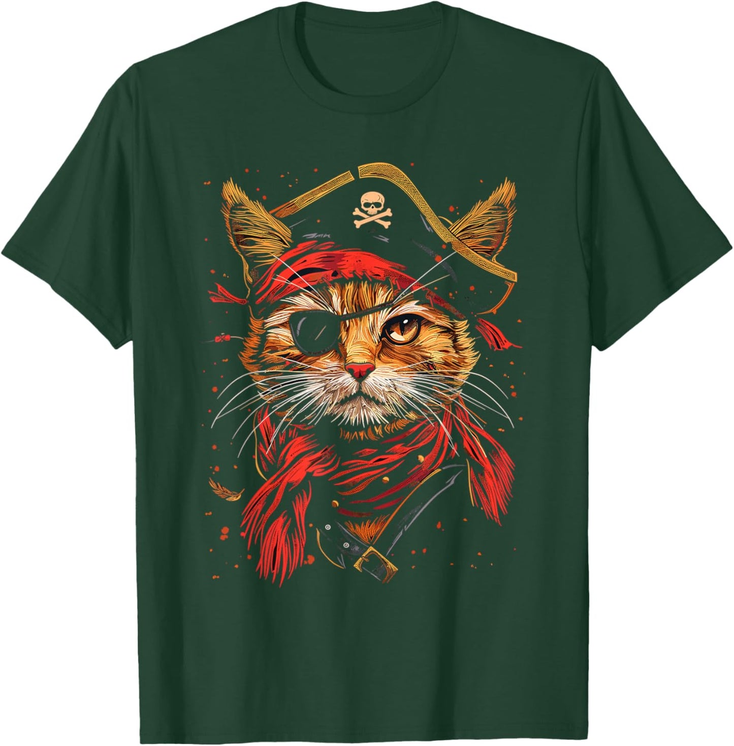 Pirate Cat Funny Halloween Kitten T-Shirt - T-Shirt | Forest