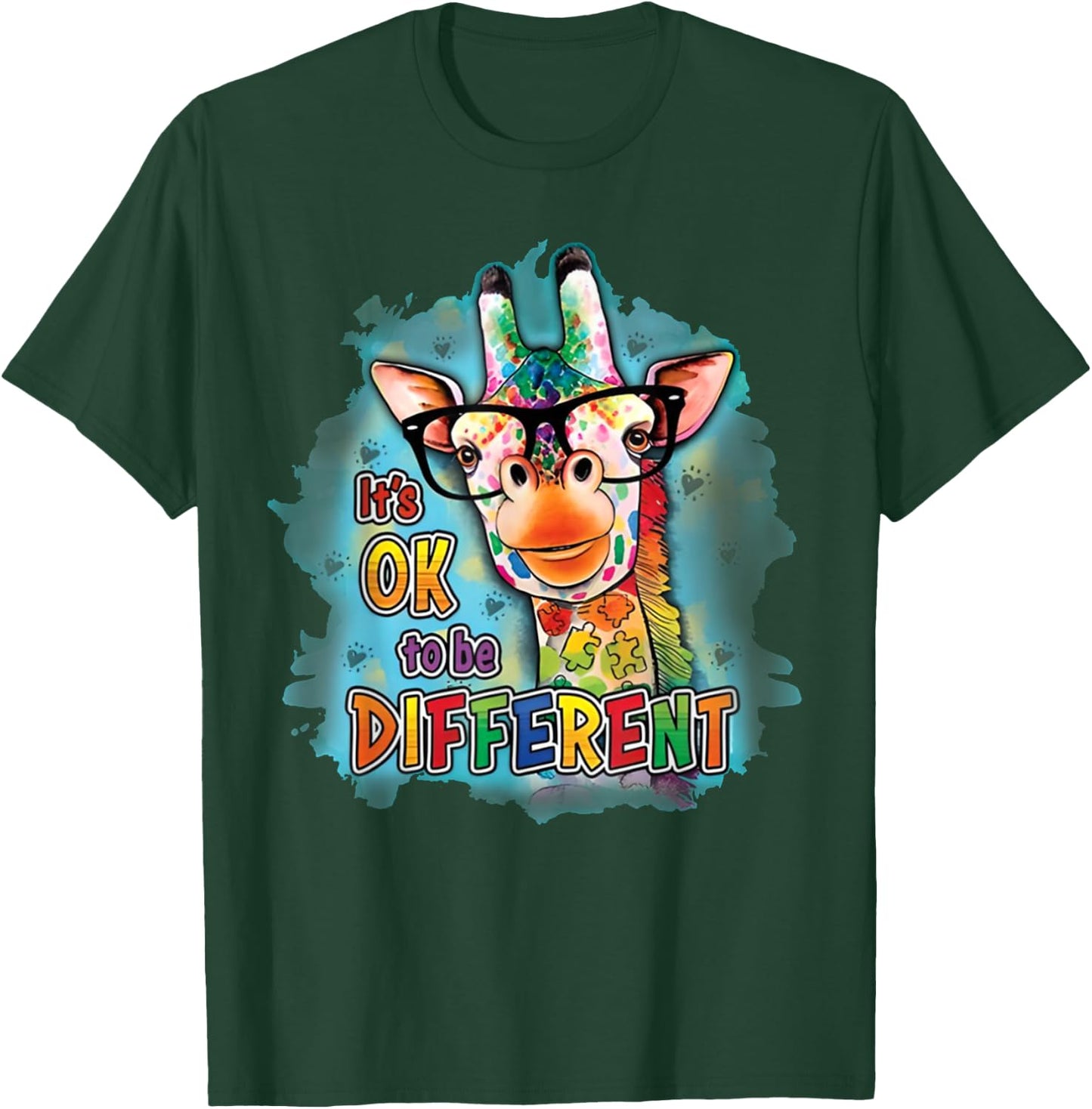 Autism Awareness Its Ok To Be Different Cute Giraffe Animal T-Shirt - T-Shirt | Forest