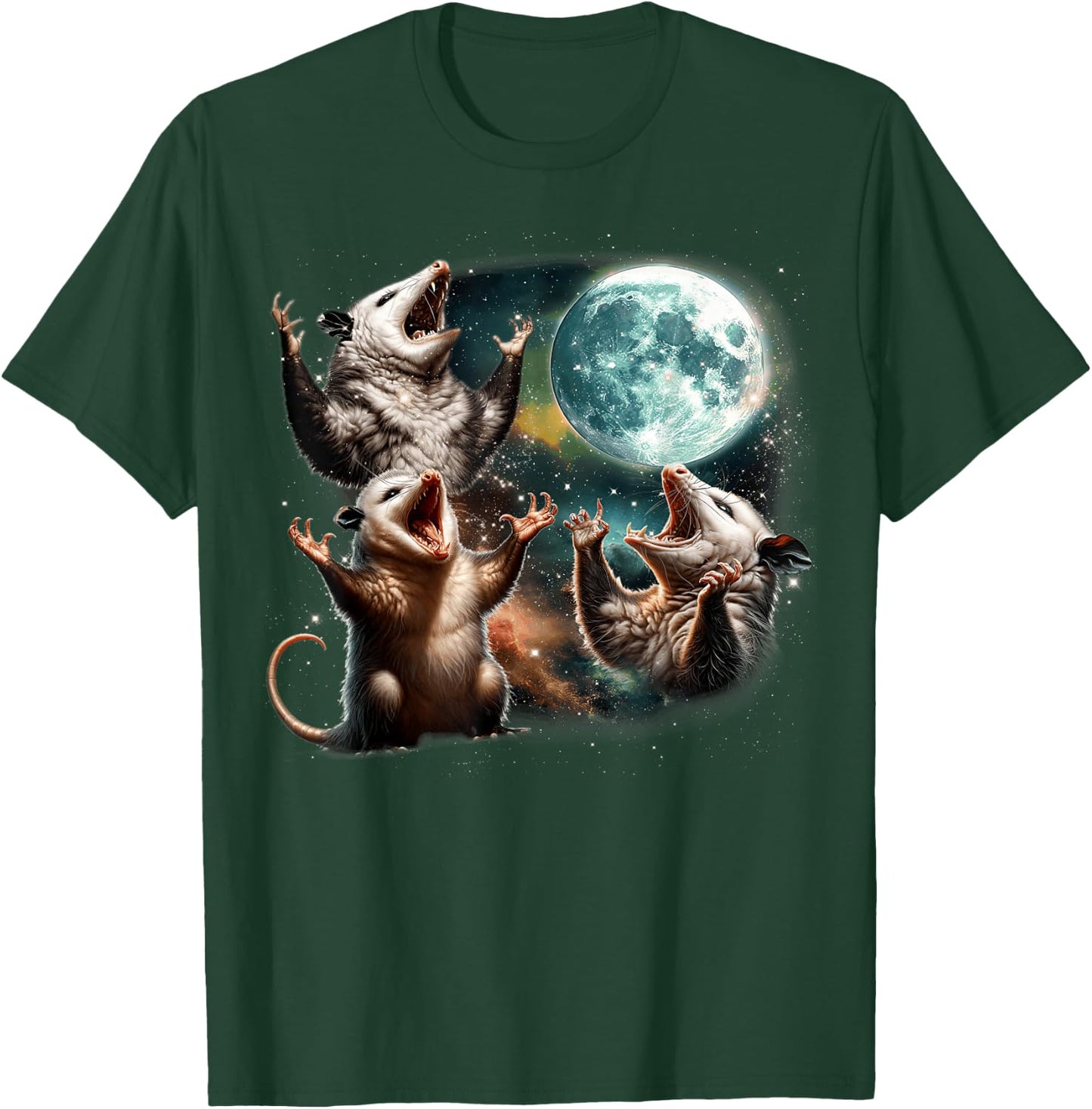Funny Three Opossum Moon, 3 Possum Full, Weird Magic Meme T-Shirt - T-Shirt | Forest