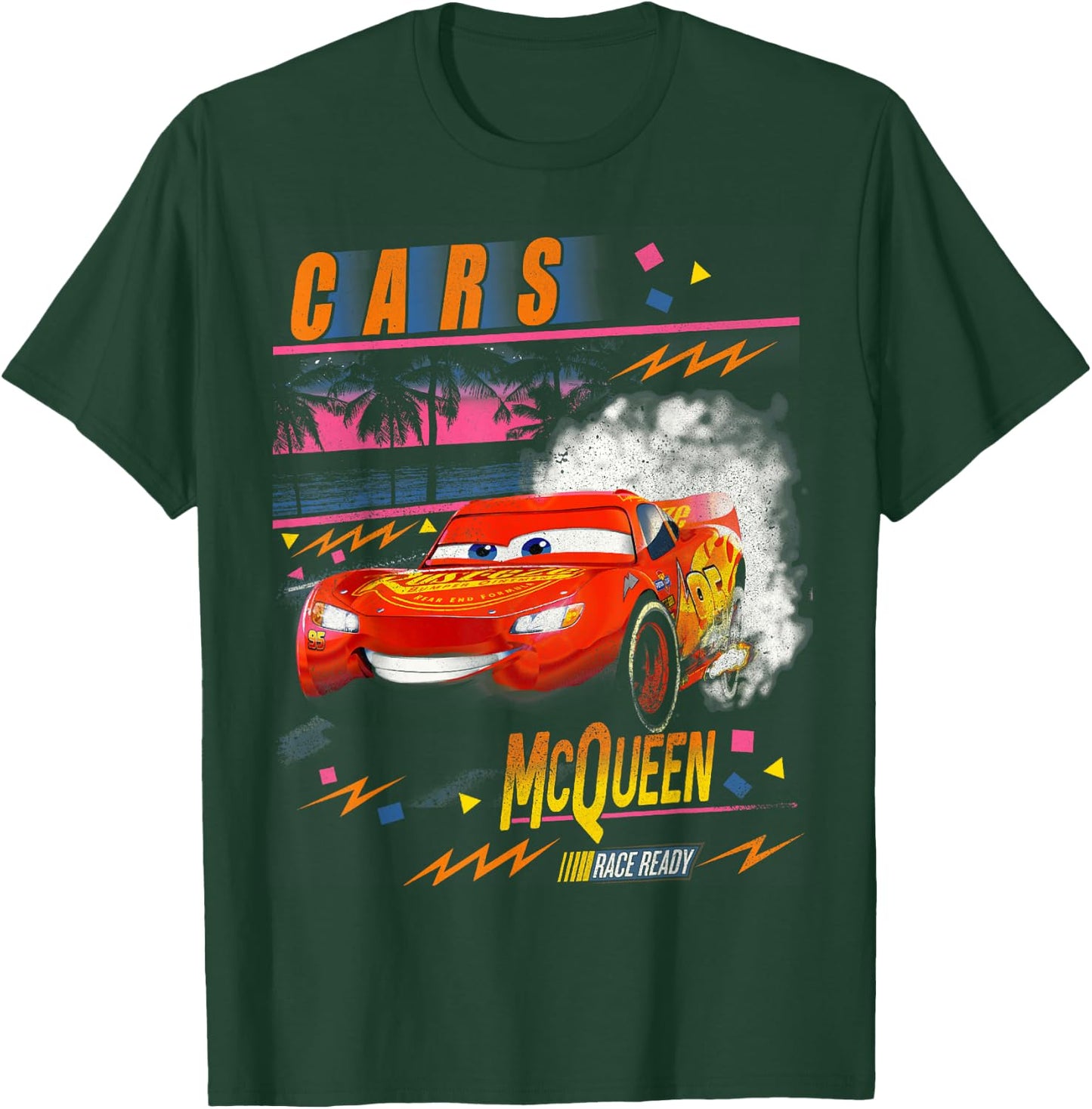 Disney Pixar Cars Lightning McQueen Palm Tree Sunset T-Shirt - T-Shirt | Forest