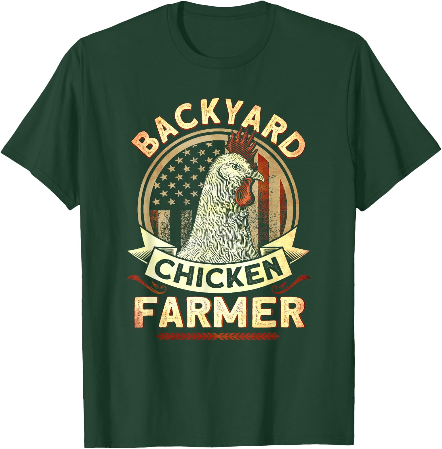 Backyard Chicken Farmer 4th of July USA Flag T-Shirt - T-Shirt | Forest