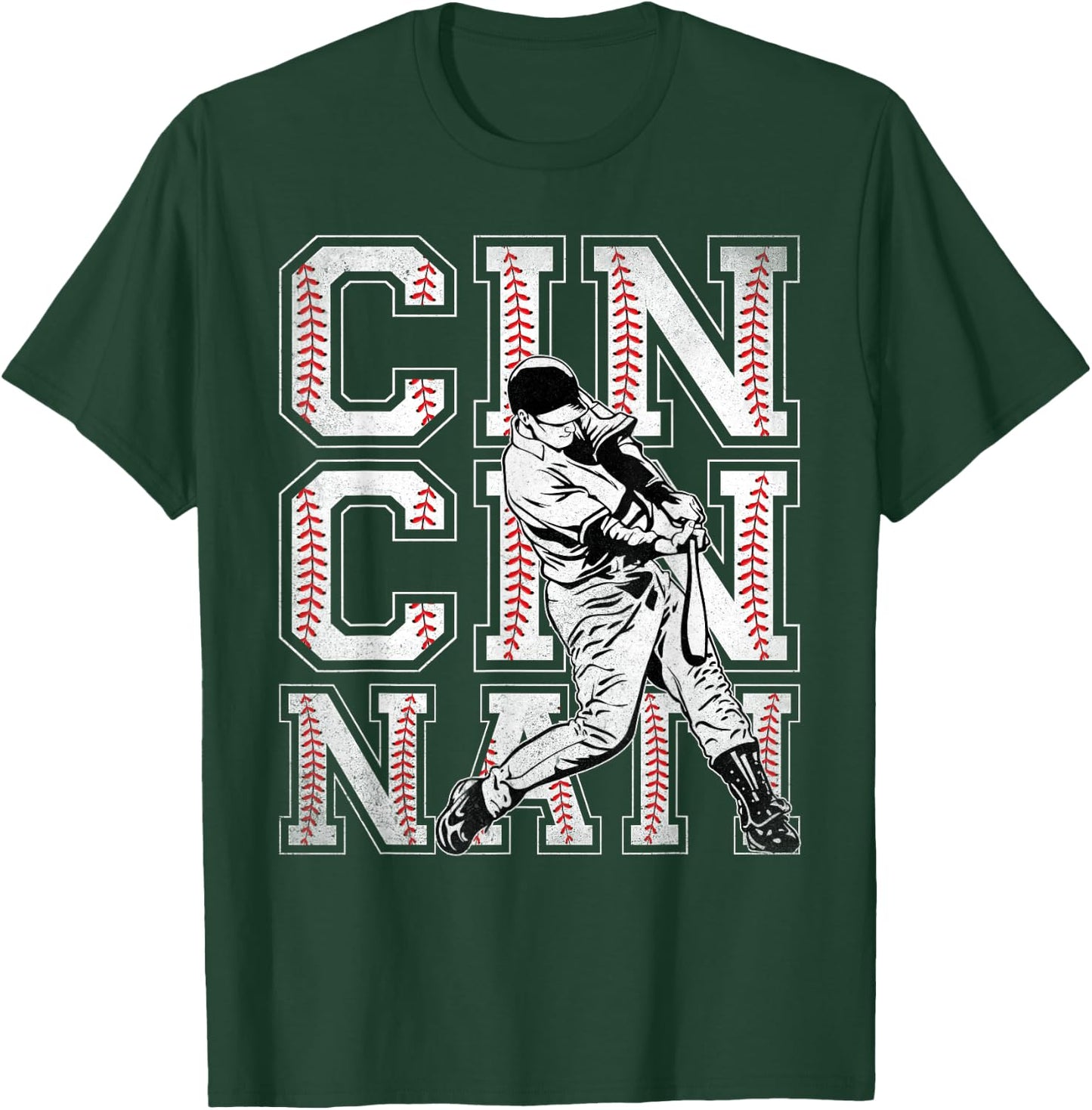 Retro Cincinnati American Flag Distressed Baseball Fans Kids Men T-Shirt - T-Shirt | Forest
