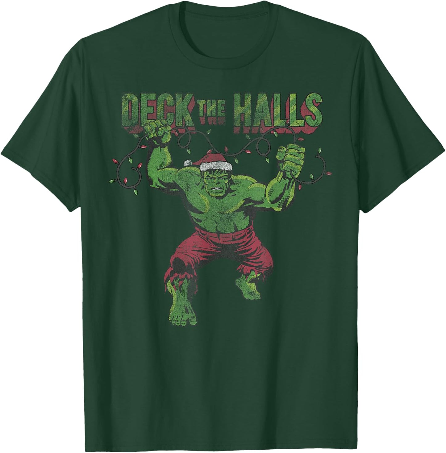 Marvel Christmas Hulk Deck The Halls Portrait T-Shirt - T-Shirt | Forest