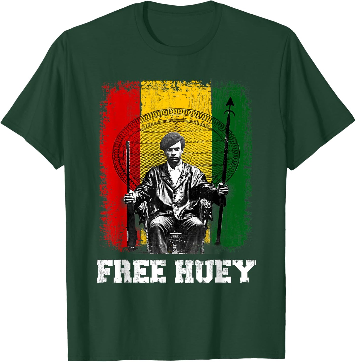 Free Huey - Black History & African Roots Afro Empowerment T-Shirt - T-Shirt | Forest