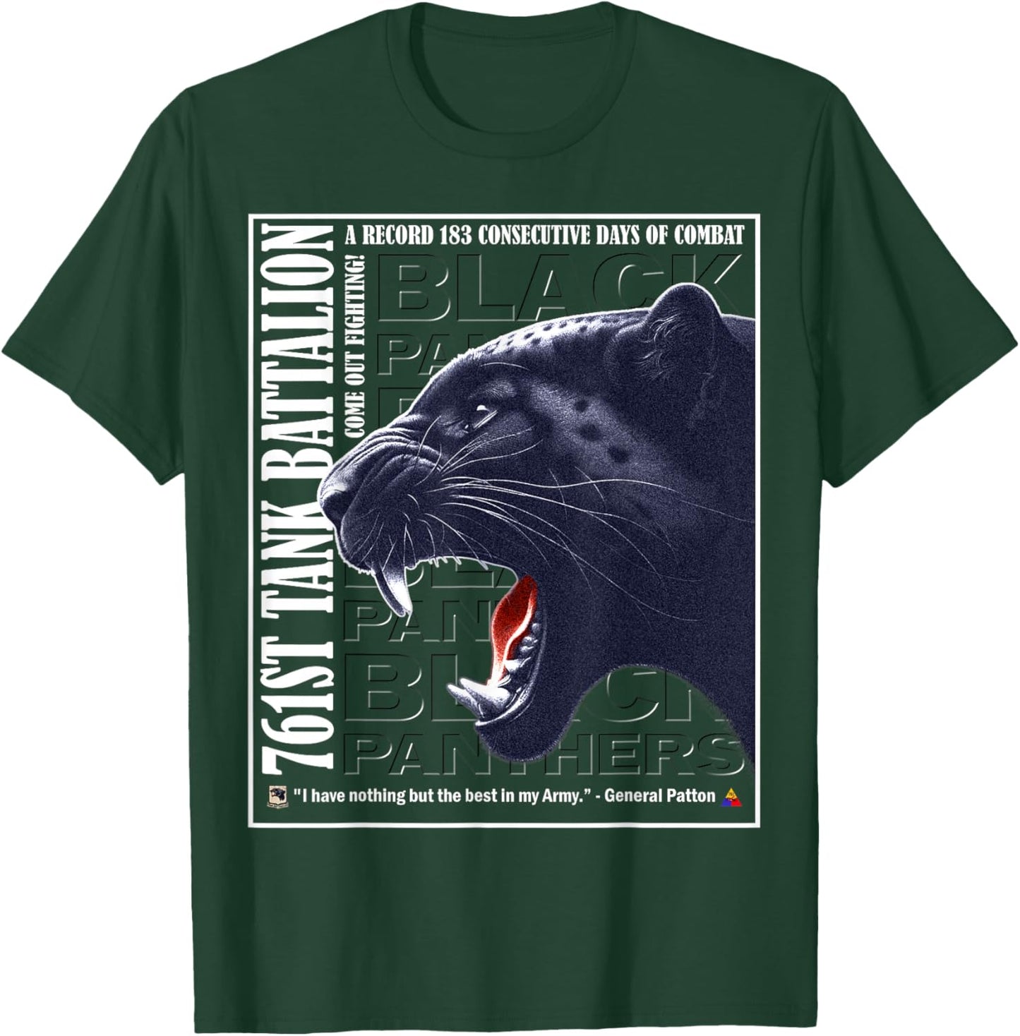 761st Tank Battalion Black Panthers WWII Valor T-Shirt - T-Shirt | Forest