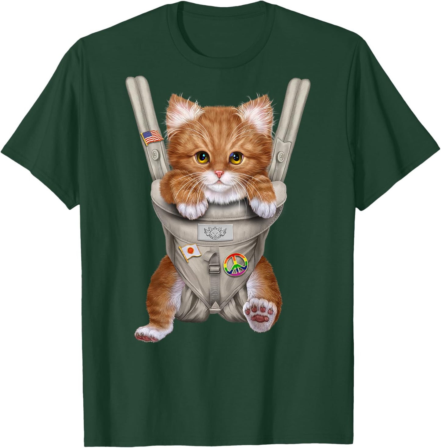 Orange Tabby Cat in Baby Carrier T-Shirt - T-Shirt | Forest