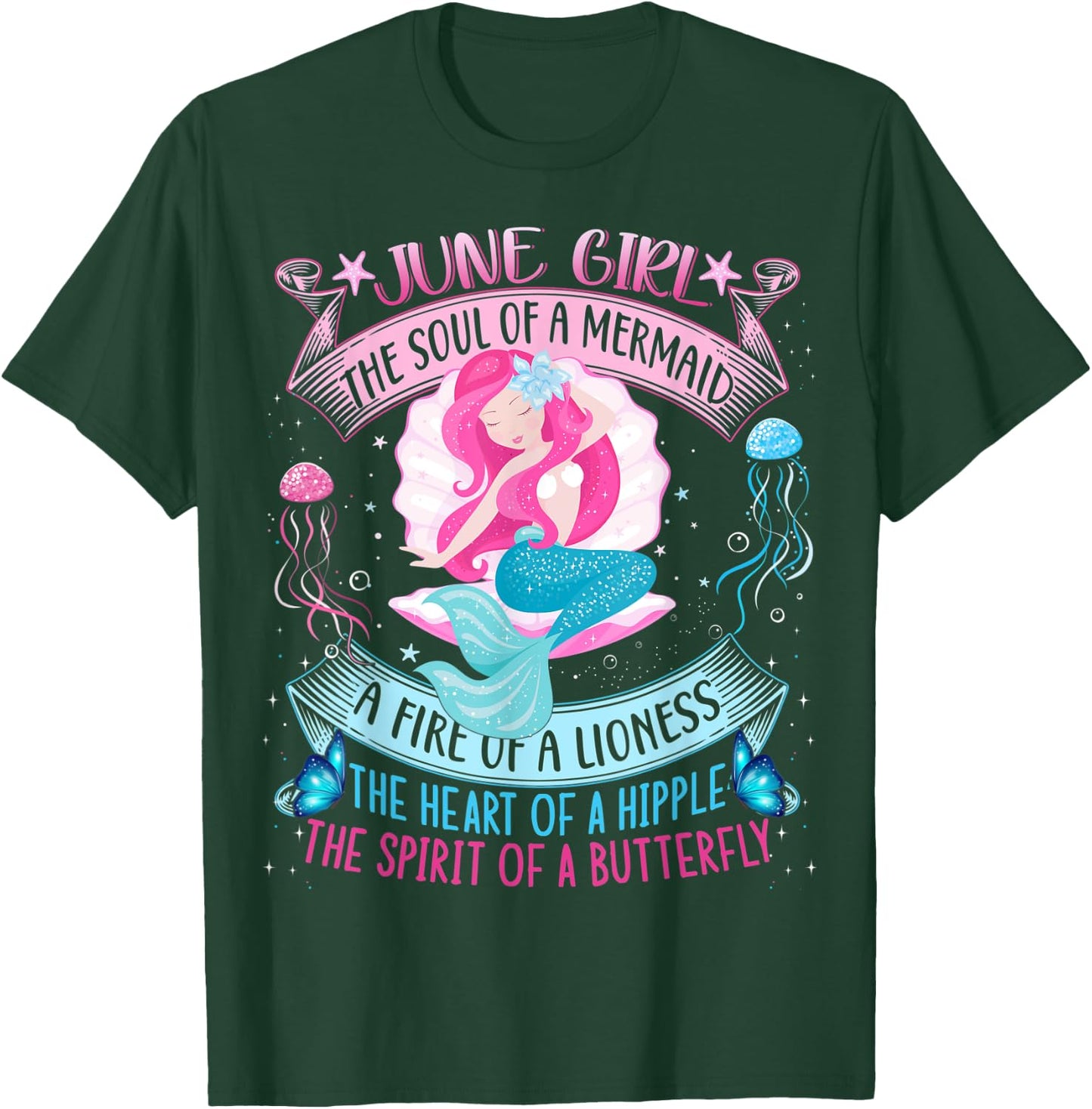 Birthday Mermaid shirts for Girls, Cute June Girl Mermaid T-Shirt - T-Shirt | Forest