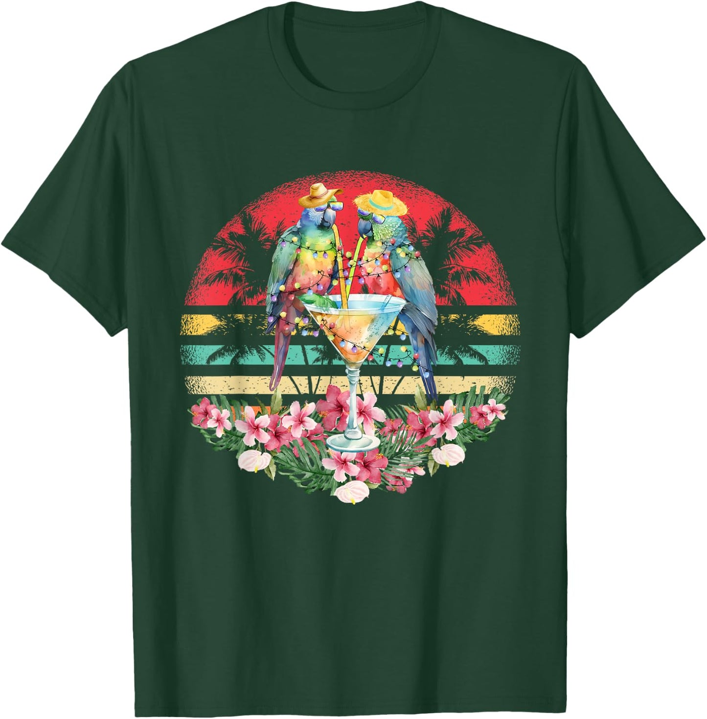 Parrots Drinking Margarita On Summer Funny parrot Lovers Men Women Kids T-Shirt - T-Shirt | Forest