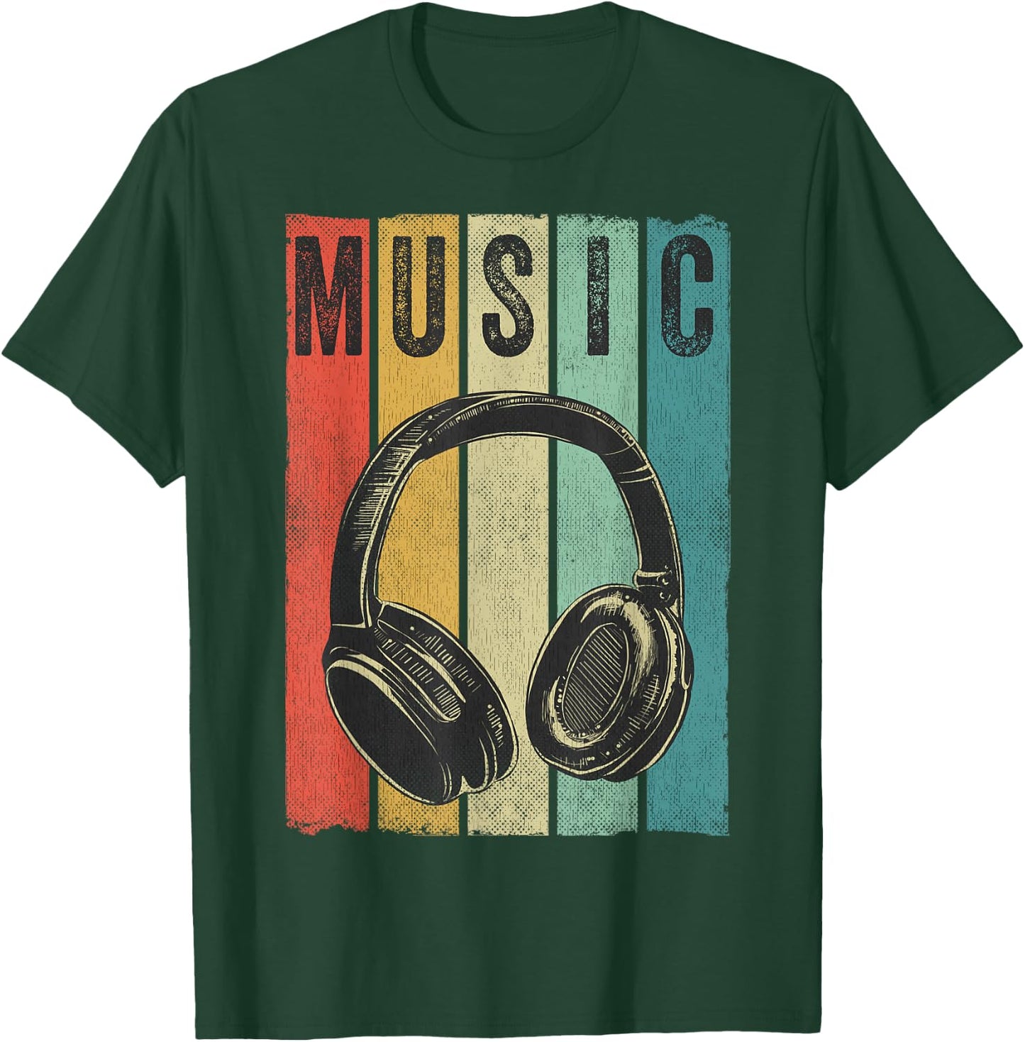 Electronic Music Lover DJ Gift Vintage Retro Headphones Small T-Shirt - T-Shirt | Forest