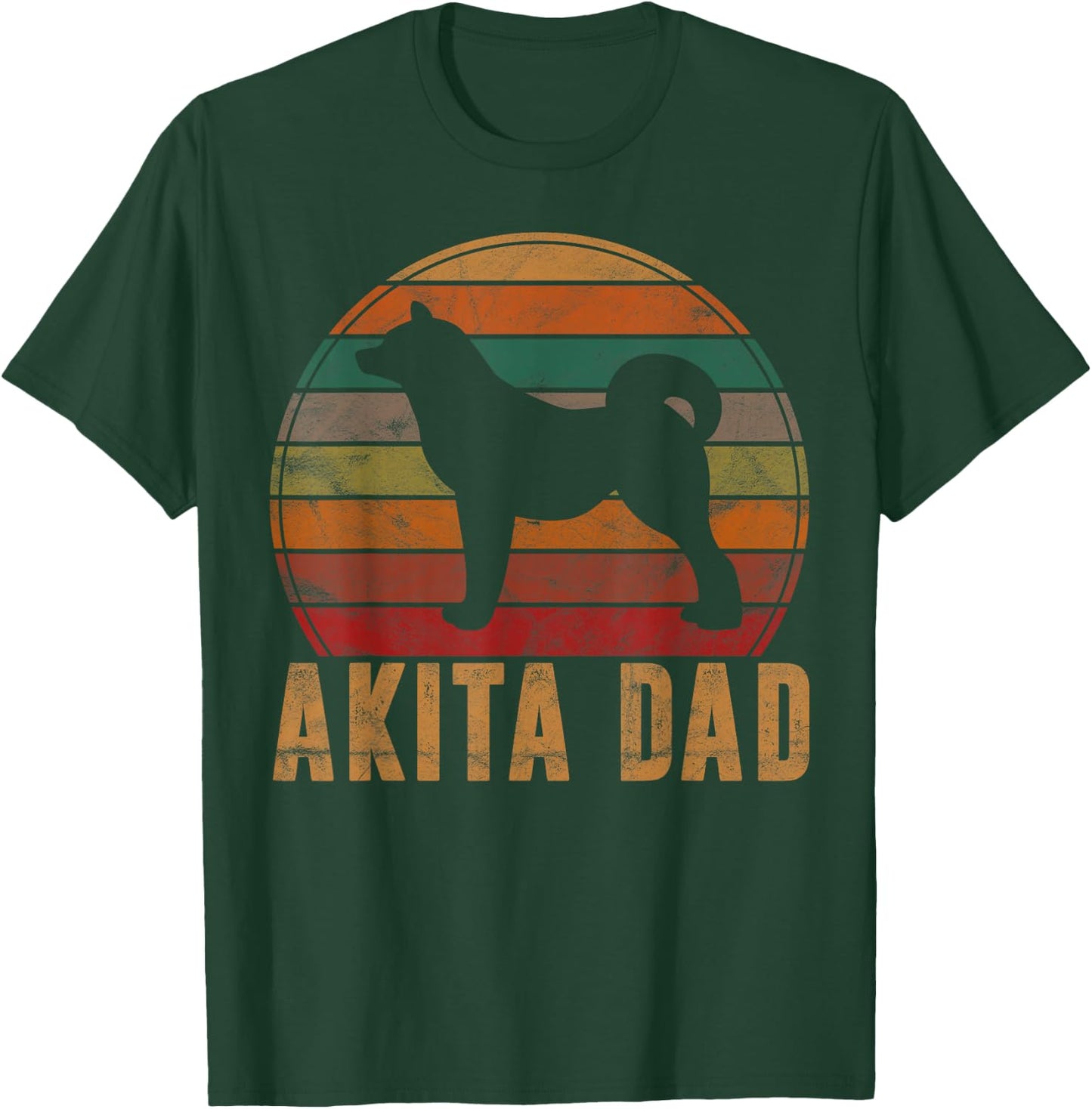 Retro Akita Dad Gift Akita Daddy Dog Owner Pet Father T-Shirt - T-Shirt | Forest