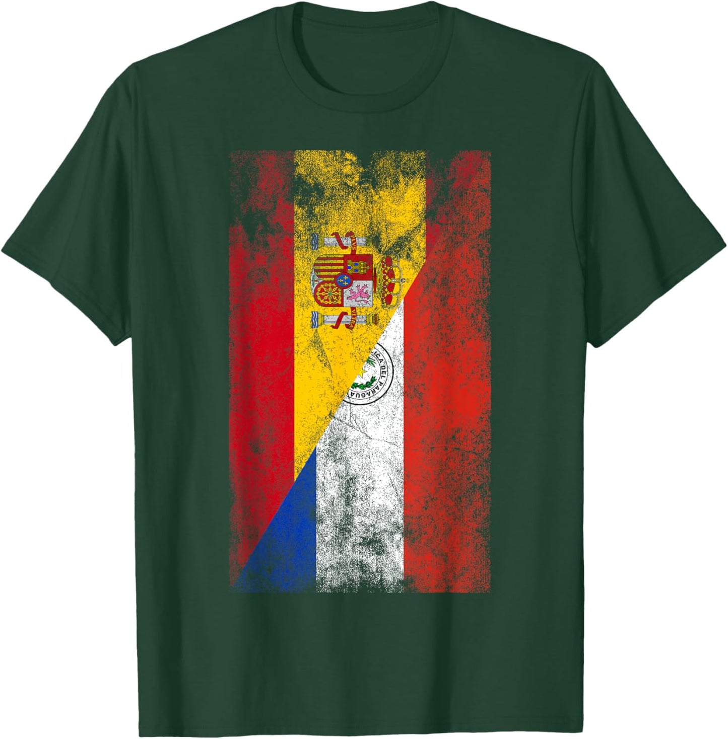 Spain & Paraguay Flags - Spanish Paraguayan T-Shirt - T-Shirt | Forest