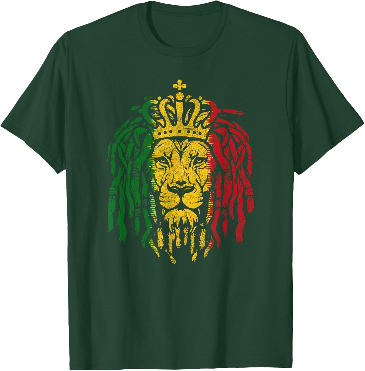 Vintage Rastafarian Lion of Judah Rasta Reggae Lion Dreads T-Shirt - T-Shirt | Forest