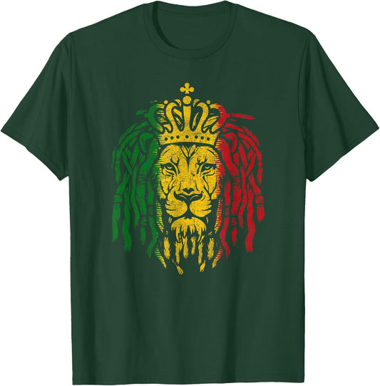 Vintage Rastafarian Lion of Judah Rasta Reggae Lion Dreads T-Shirt - T-Shirt | Forest