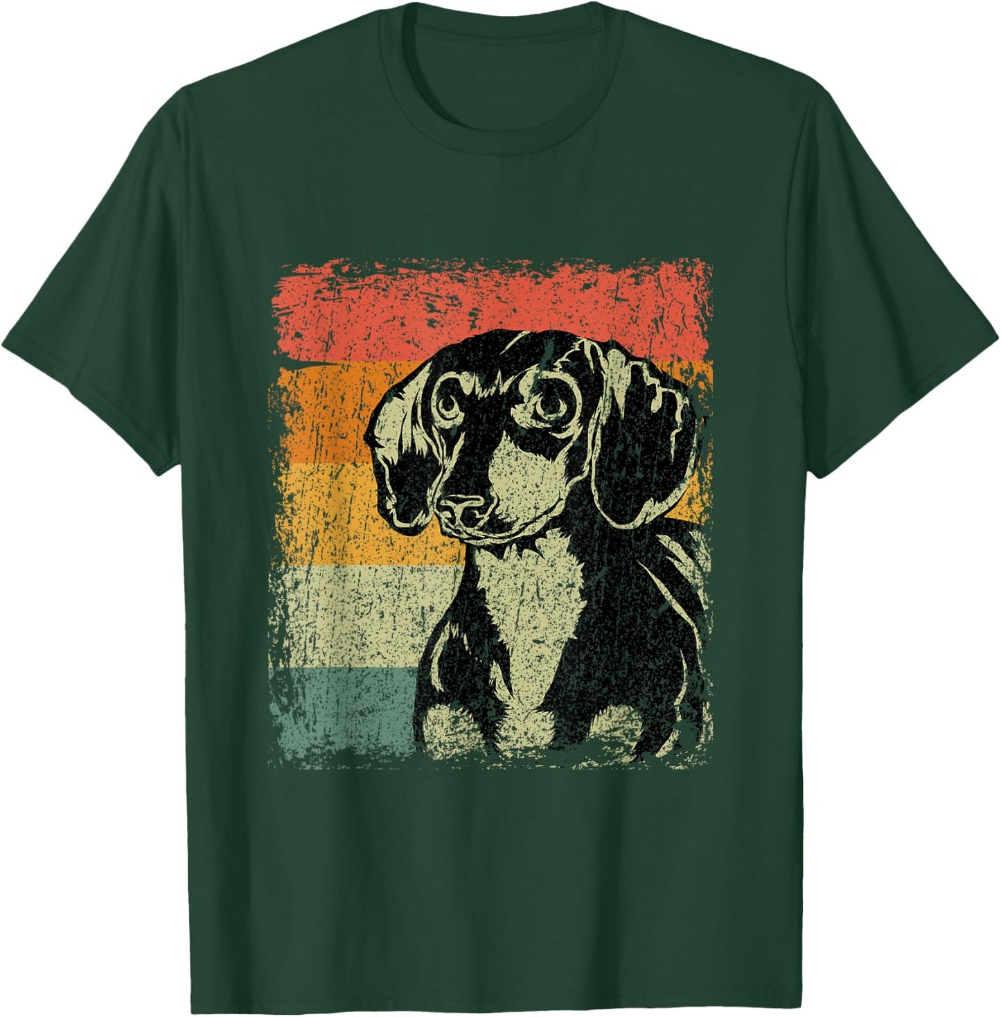 Retro Doxie Wiener Dog Gift Vintage Dachshund Men Women Kids T-Shirt - T-Shirt | Forest