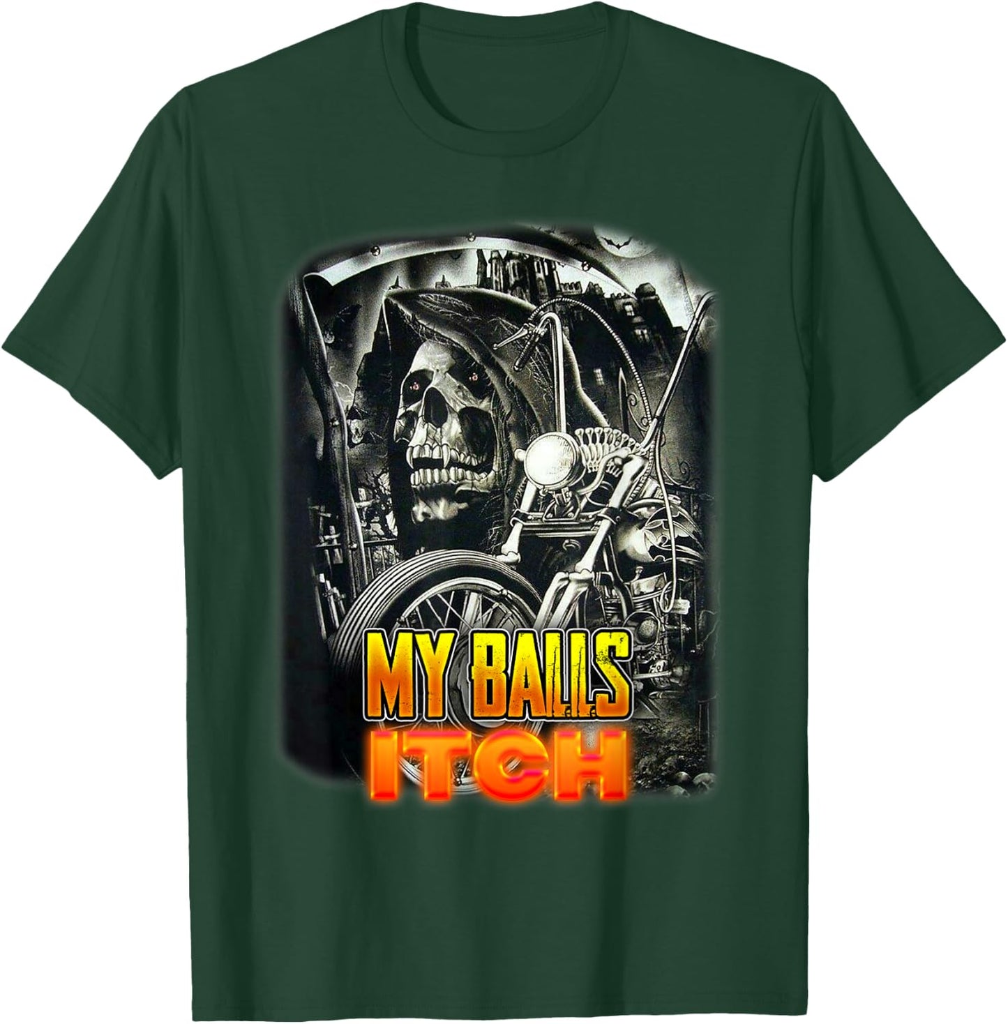 My Balls Itch Grim Reaper Death Skeleton Motorcycle T-Shirt - T-Shirt | Forest