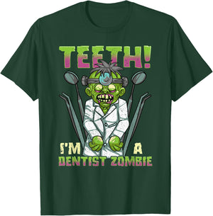 Funny Halloween Dentist Zombie Dental Hygienist Assistant T-Shirt - T-Shirt | Forest