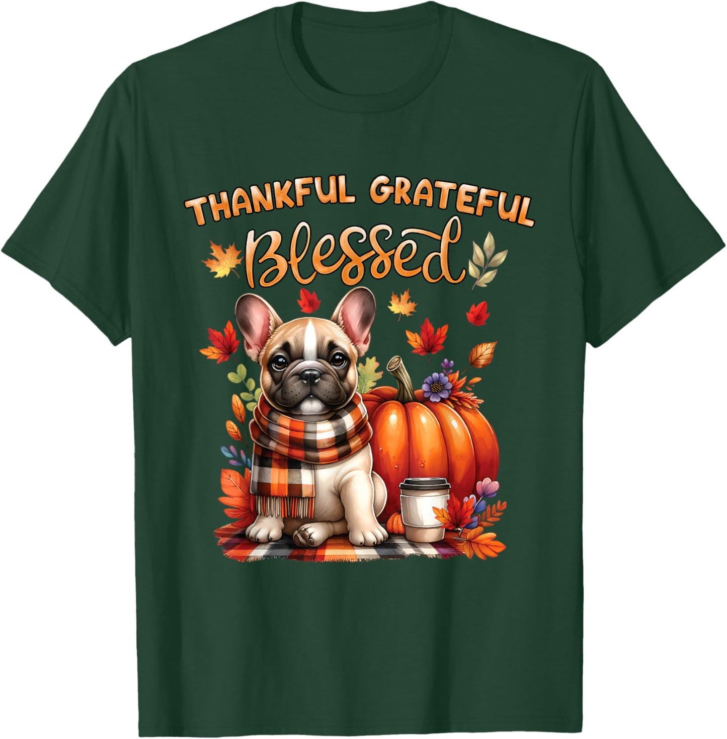 French Bulldog Lovers Pumpkin spice Happy Fall Y'all Autumn T-Shirt - T-Shirt | Forest