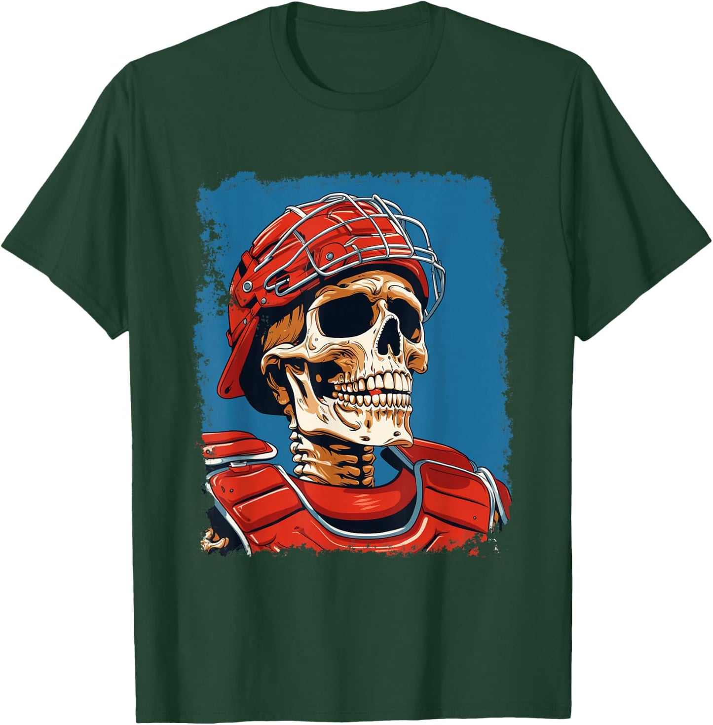 Softball Skeleton Baseball Catcher T-Shirt - T-Shirt | Forest