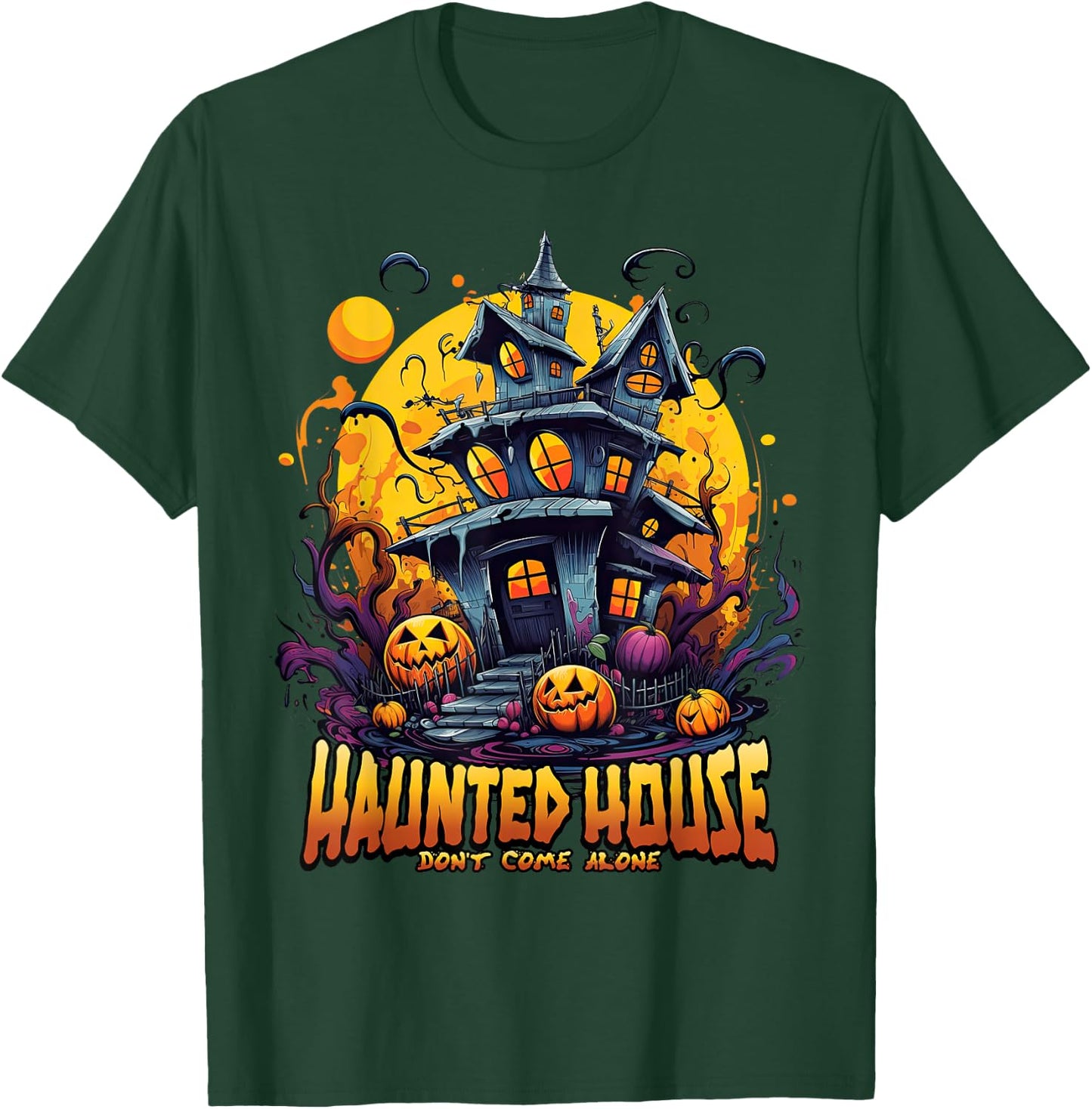 Haunted House Don't Come Alone - Scary Moonlit Pumpkins Kids T-Shirt - T-Shirt | Forest