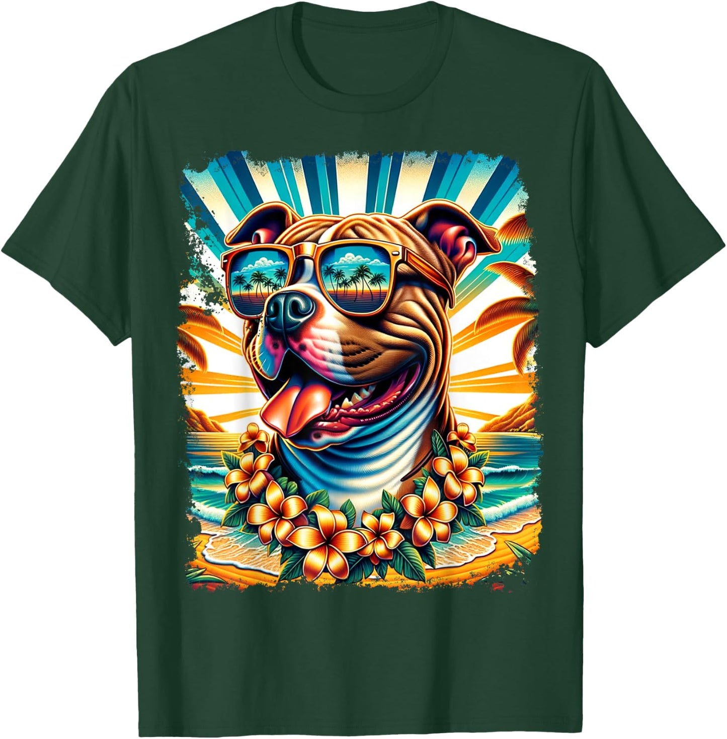 Pitbull Hawaiian T-Shirt - T-Shirt | Forest