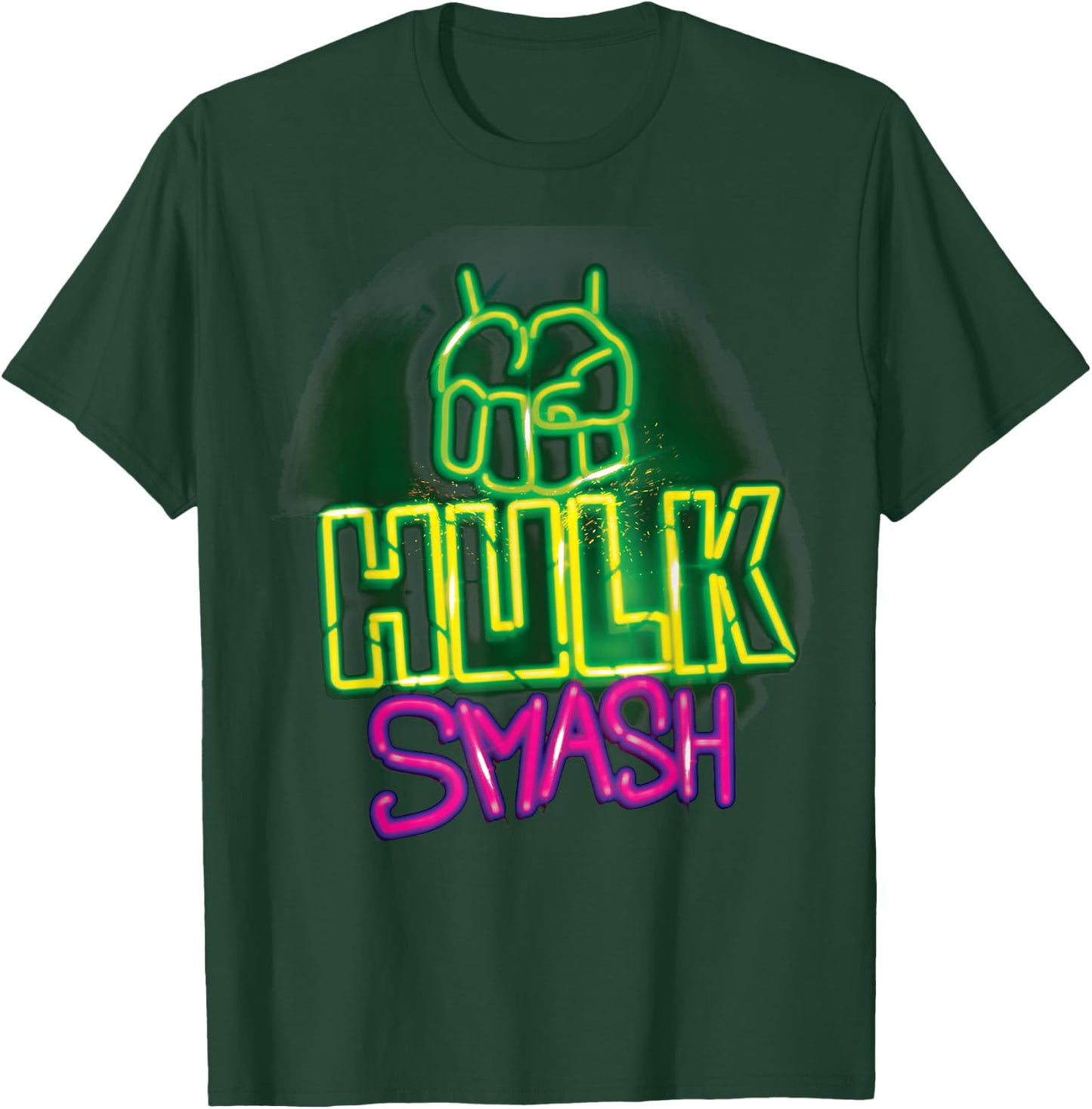 Marvel Hulk Smash Neon Sign Poster T-Shirt - T-Shirt | Forest