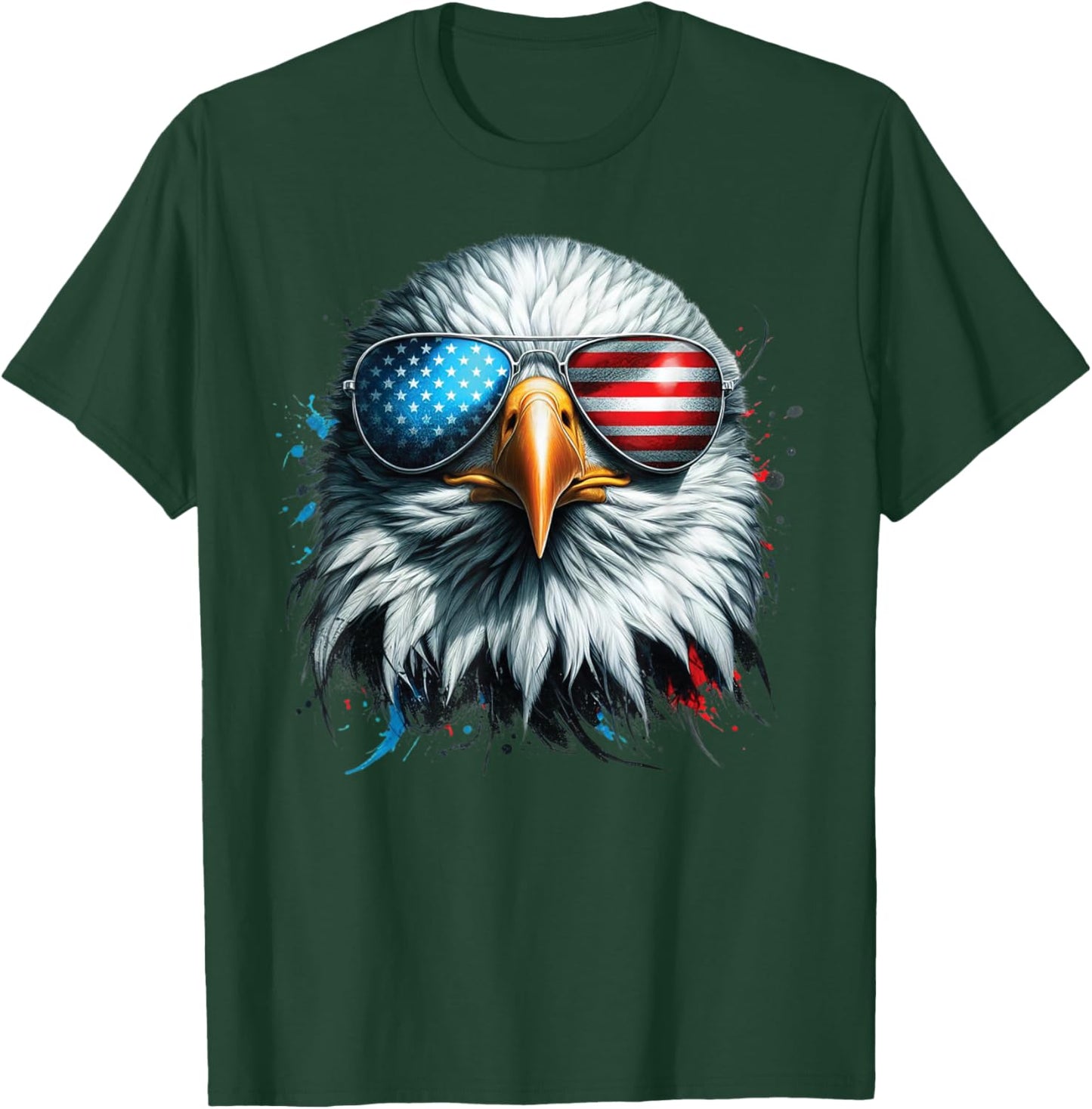 Cool Bald Eagle American Sunglasses Patriotic Man Funny T-Shirt - T-Shirt | Forest