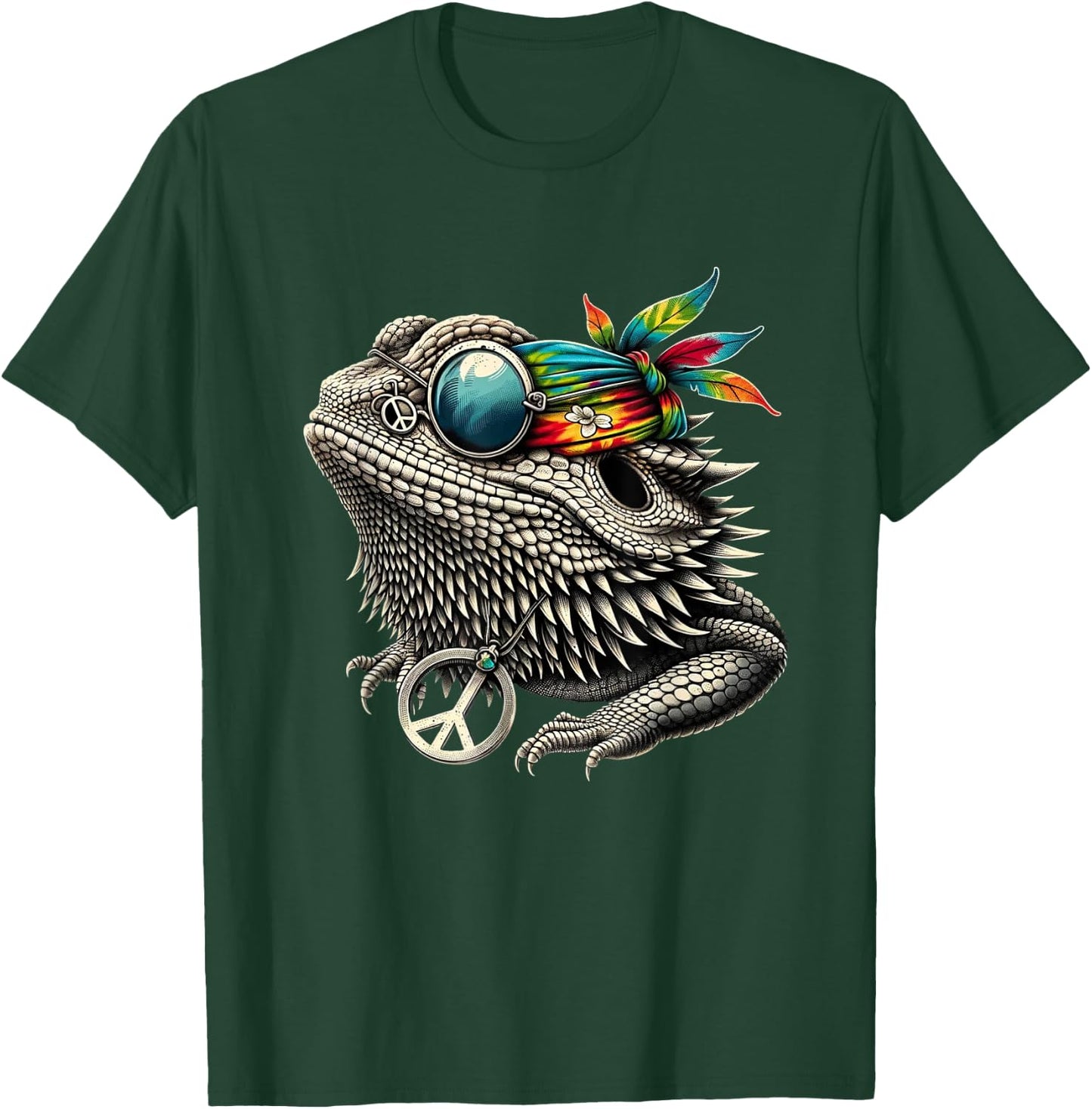 Bearded Dragons Reptile Lizard Pet Hippie Style T-Shirt - T-Shirt | Forest