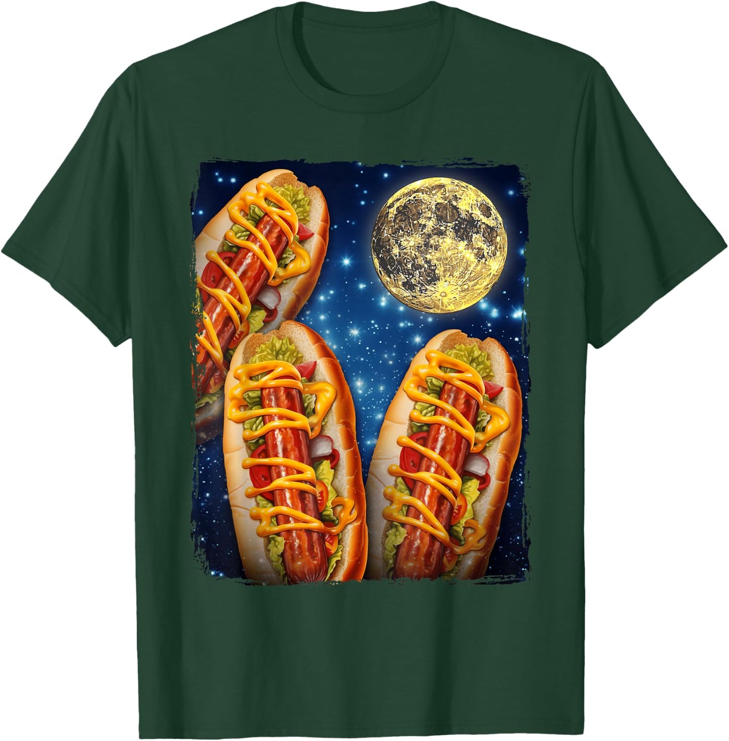 Hotdogs Howling Moon Hot Dogs Moon T-Shirt - T-Shirt | Forest