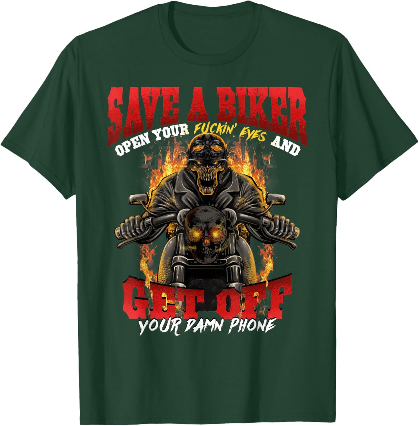 Biker Lives Matter Motorcycle Quotes Skull Flames T-Shirt - T-Shirt | Forest
