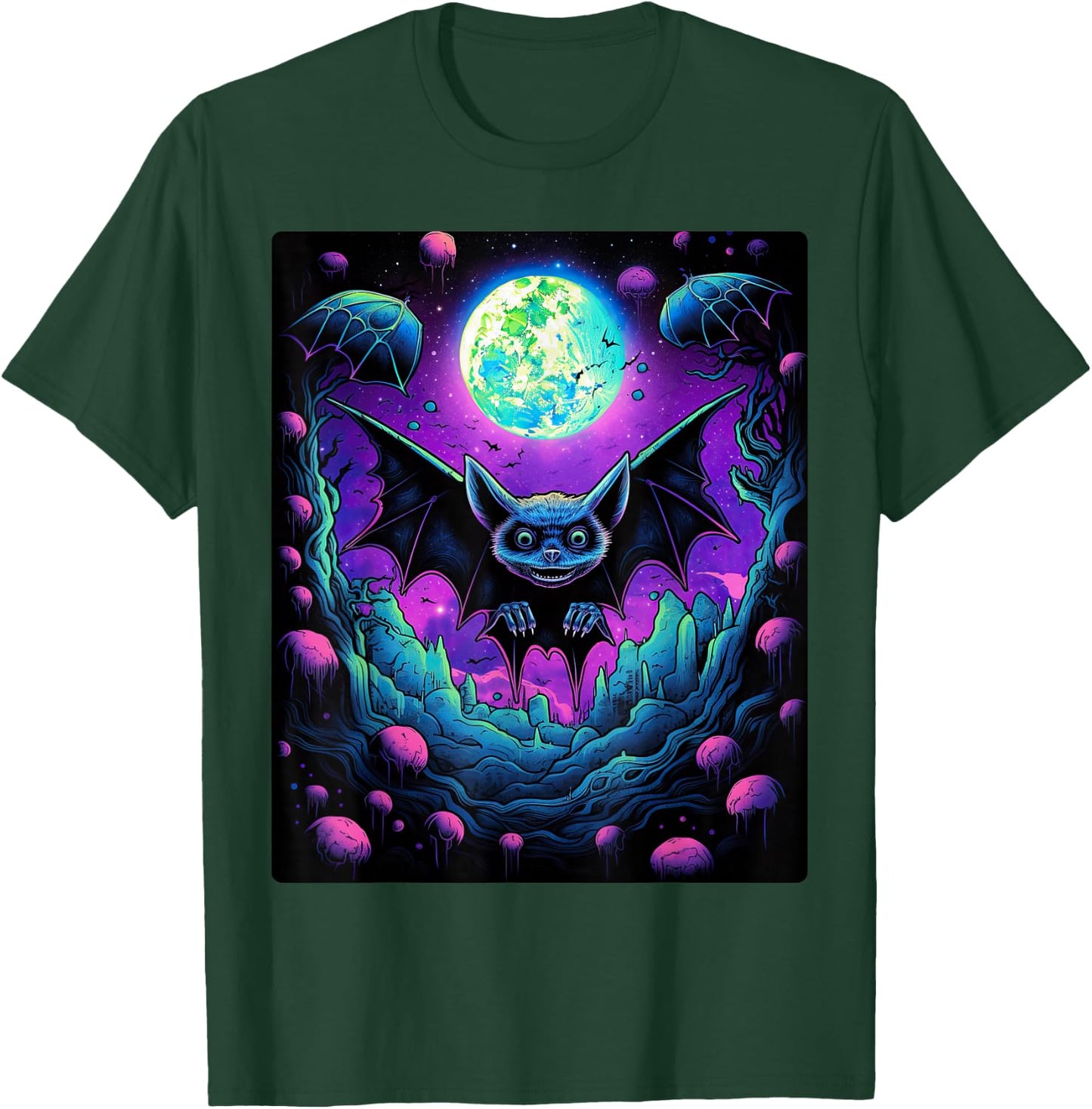 Gothic Bat Spooky Bats Pattern Moon Night T-Shirt - T-Shirt | Forest