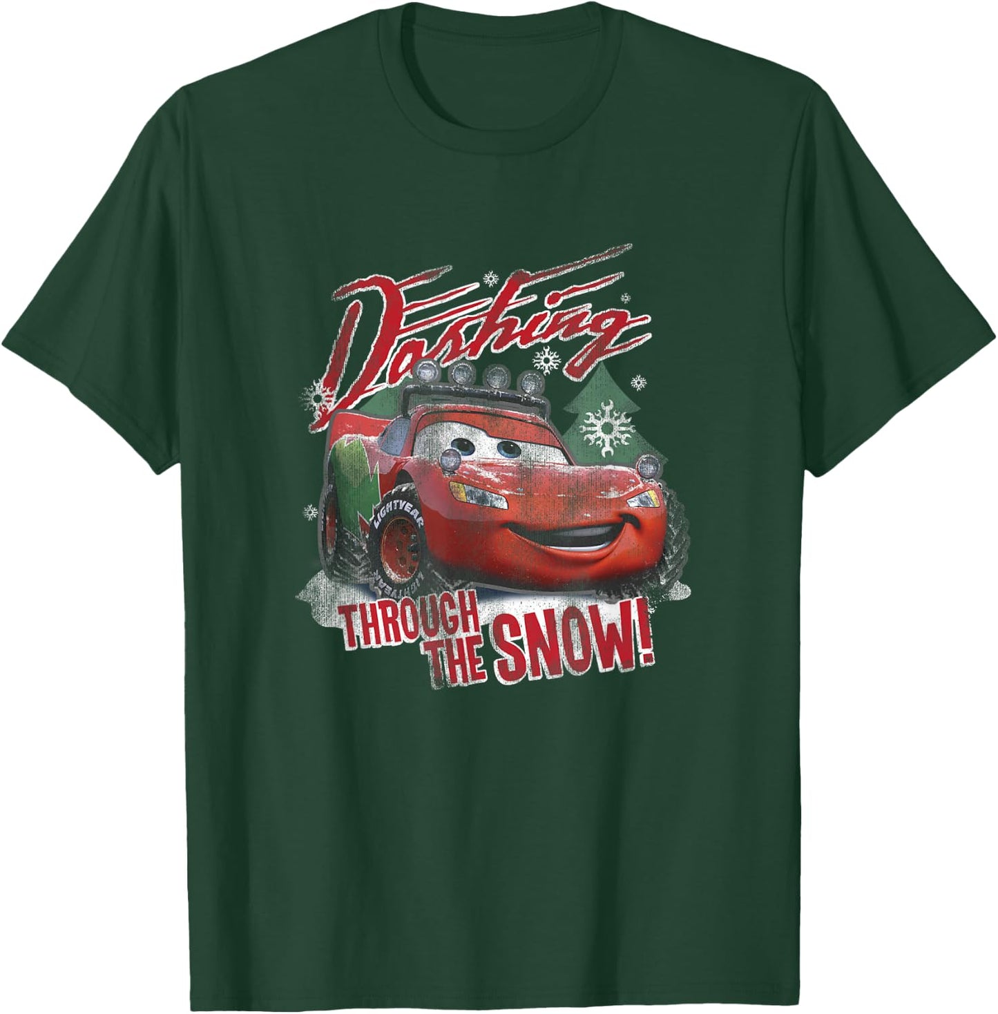 Disney Pixar Cars Christmas Dashing Through The Snow Faded T-Shirt - T-Shirt | Forest