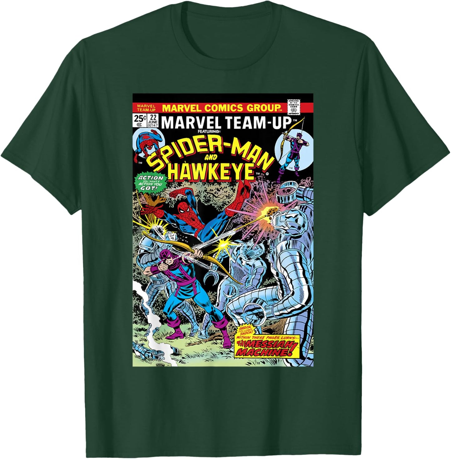 Marvel Team-Up Spider-Man & Hawkeye Comic Cover Small T-Shirt - T-Shirt | Forest