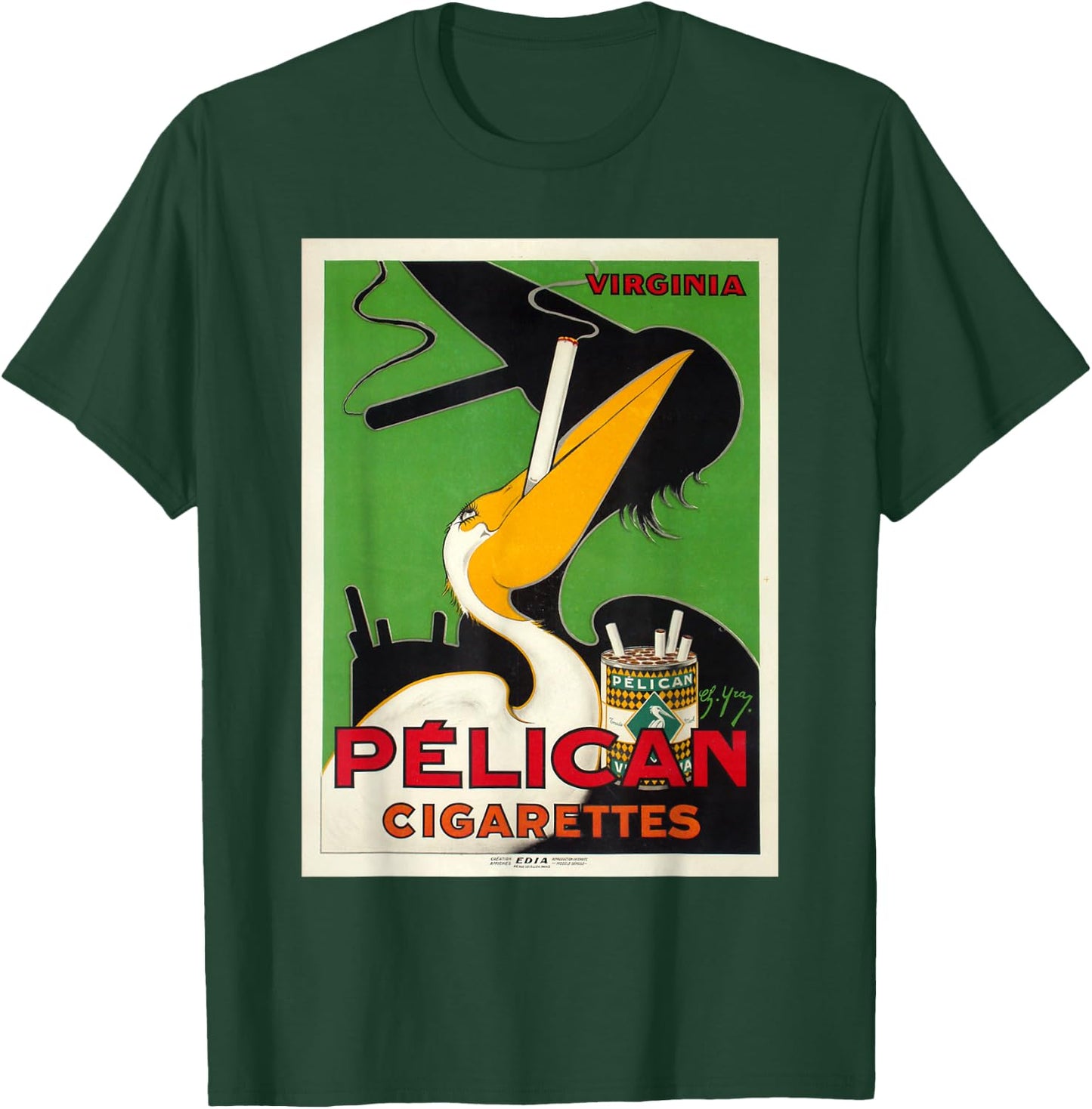 Retro Vintage Pelikan Cigarettes Virginia Poster T-Shirt - T-Shirt | Forest