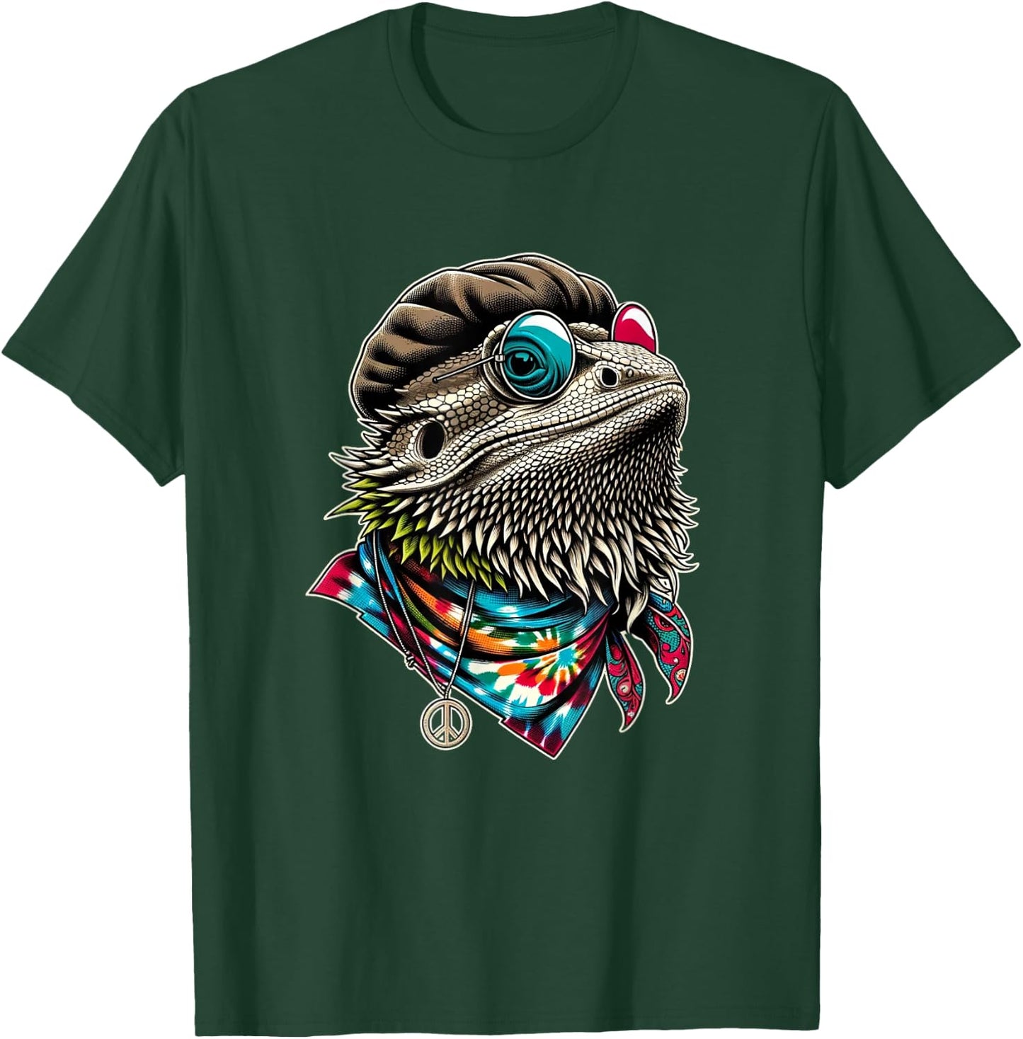 Bearded Dragons Reptile Lizard Pet Hippie Style T-Shirt - T-Shirt | Forest