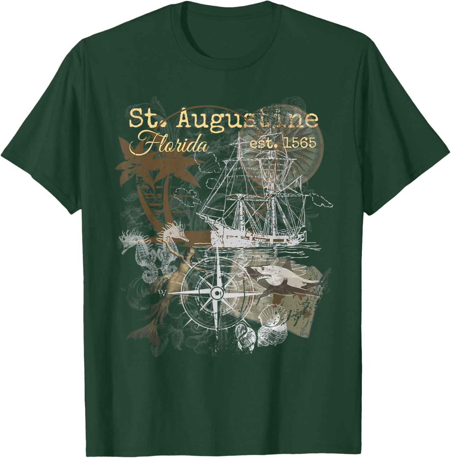 Vintage St Augustine Florida Shirt Old Historic 1565 T-Shirt - T-Shirt | Forest