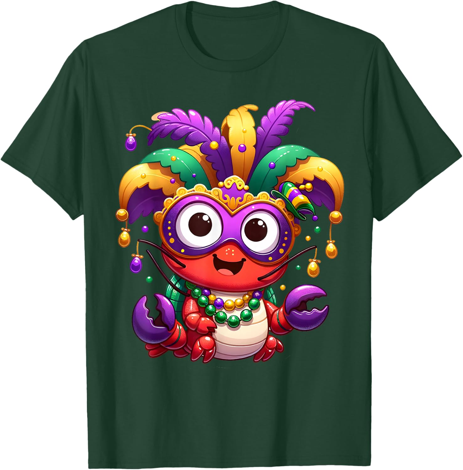 Carnival NOLA Party Crawfish Boil Mardi Gras Costume Masquerade Men Women Kids , Small T-Shirt - T-Shirt | Forest