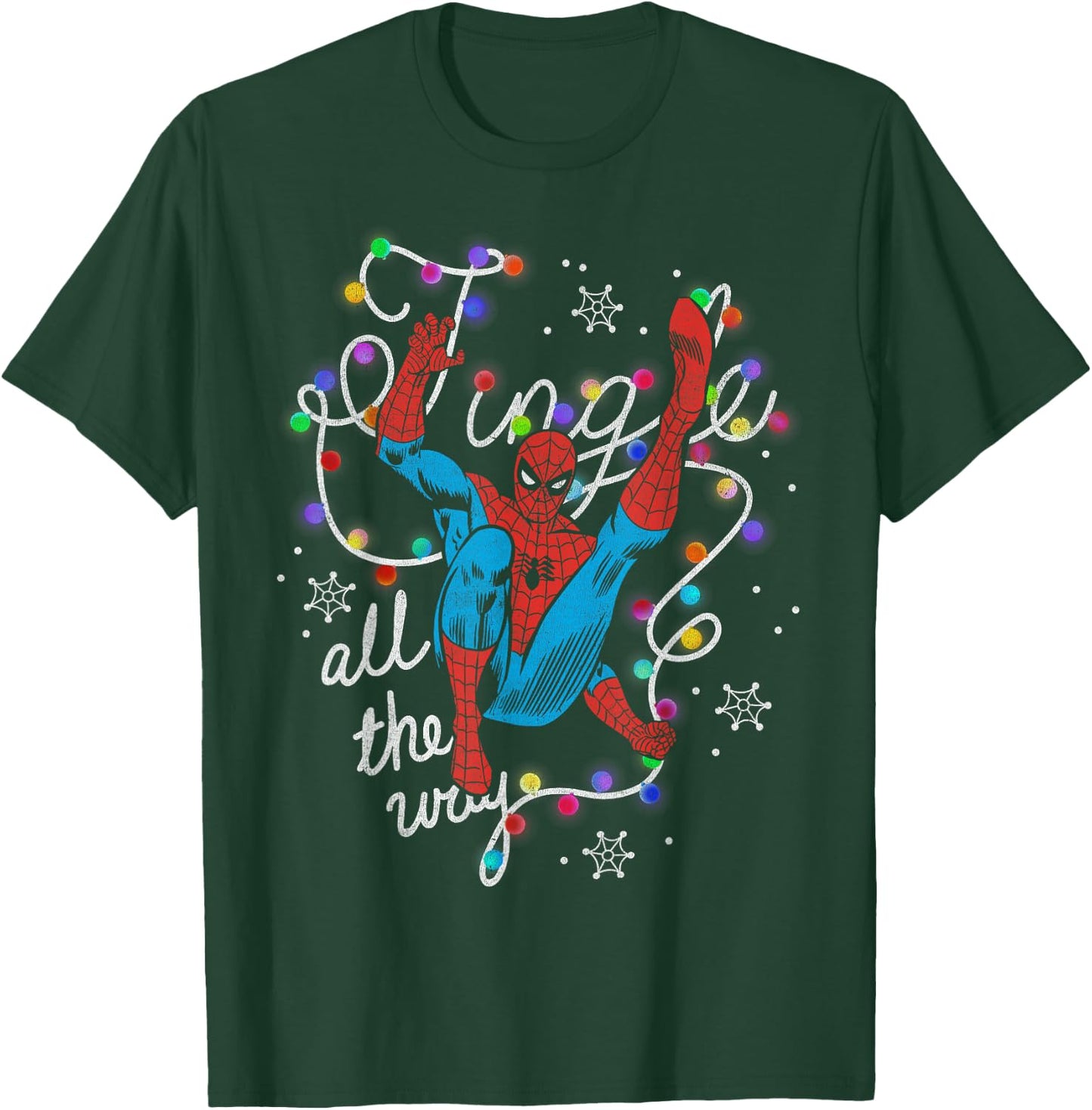 Marvel Christmas Spider-Man Jingle All The Way Action Pose T-Shirt - T-Shirt | Forest