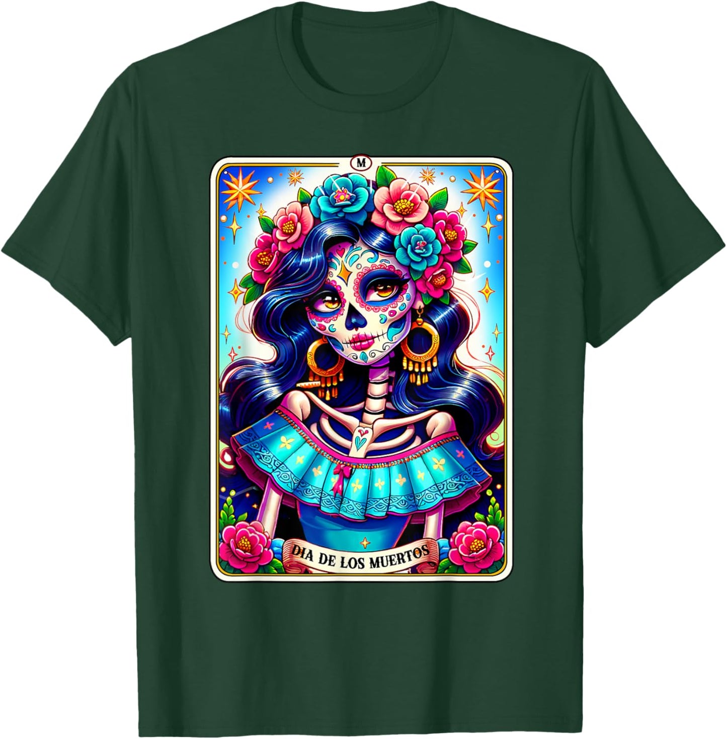 Tarot Card Dia De Los Muertos Woman Catrina Day Of The Dead T-Shirt - T-Shirt | Forest