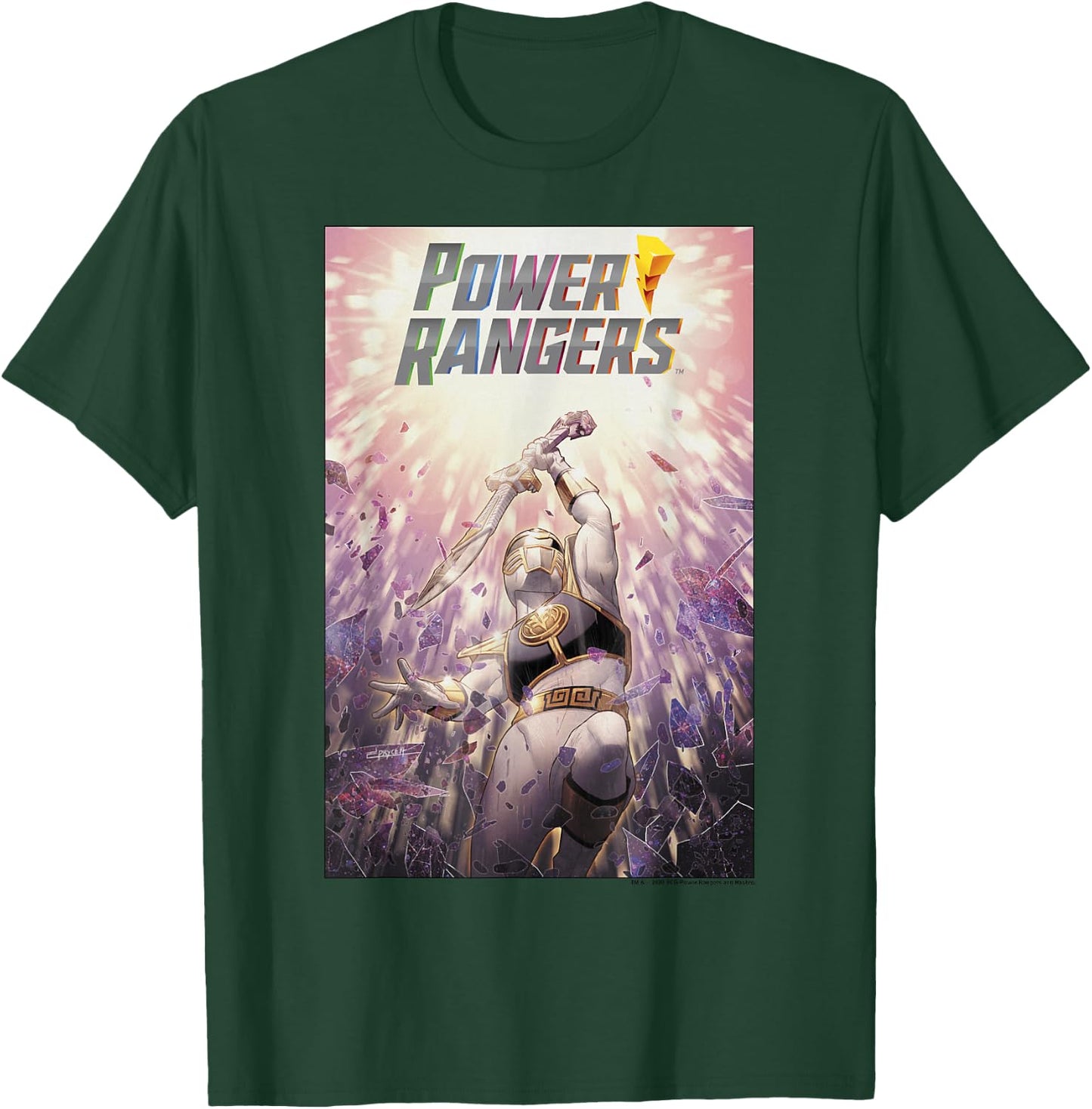 Power Rangers Mighty Morphing Group Battle Comic Poster T-Shirt - T-Shirt | Forest