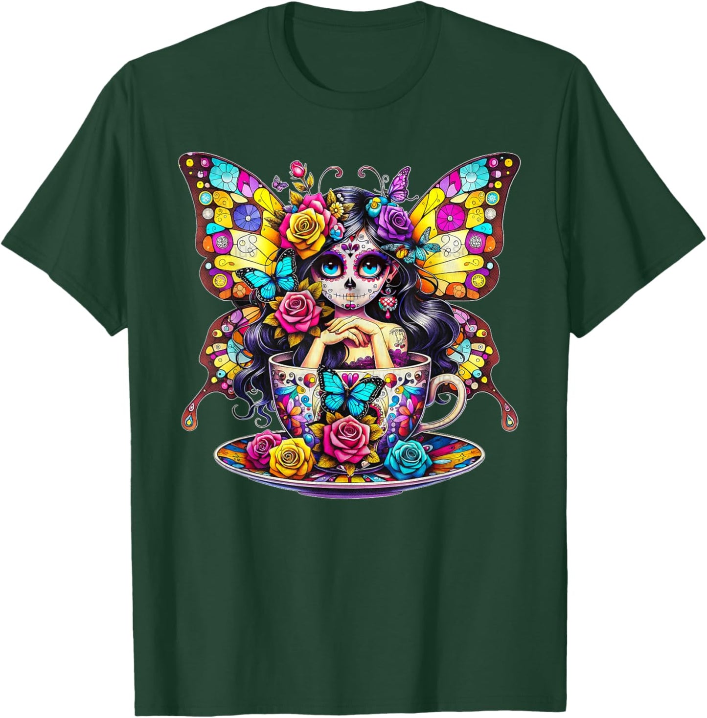 Butterfly Women Day Of The Dead Dia De Los Muertos Catrina T-Shirt - T-Shirt | Forest