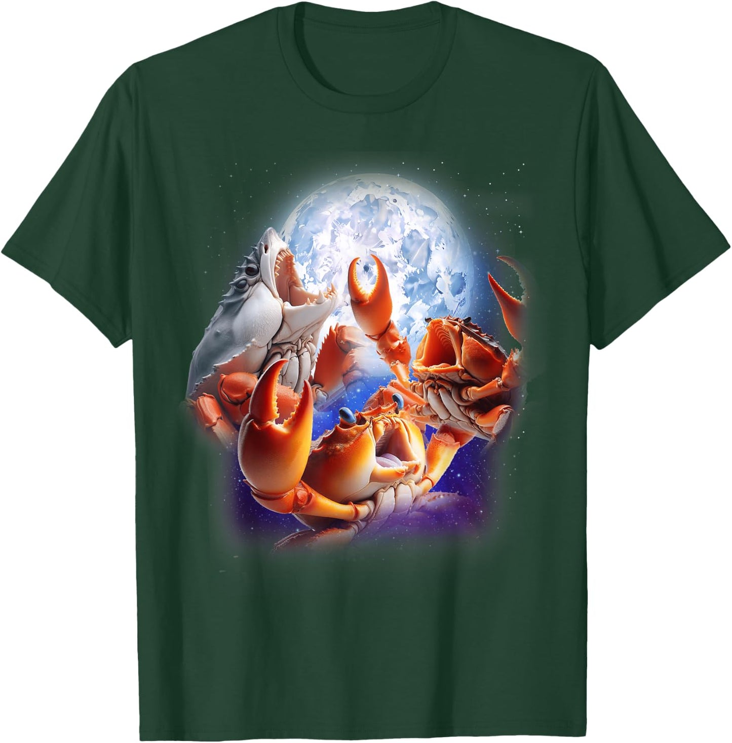 3 Crabs Howling At The Moon Funny Crab Lover Seafood Boil T-Shirt - T-Shirt | Forest