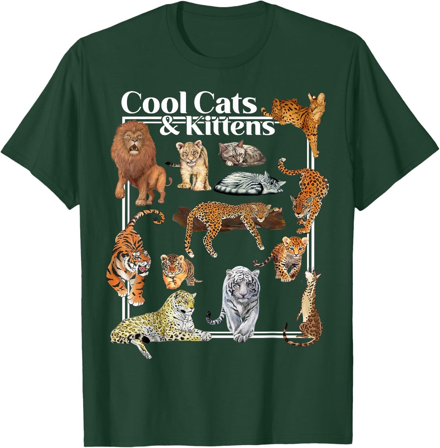 Cat Tiger Lion Leopard Feline Funny Gifts Women Kids T-Shirt - T-Shirt | Forest