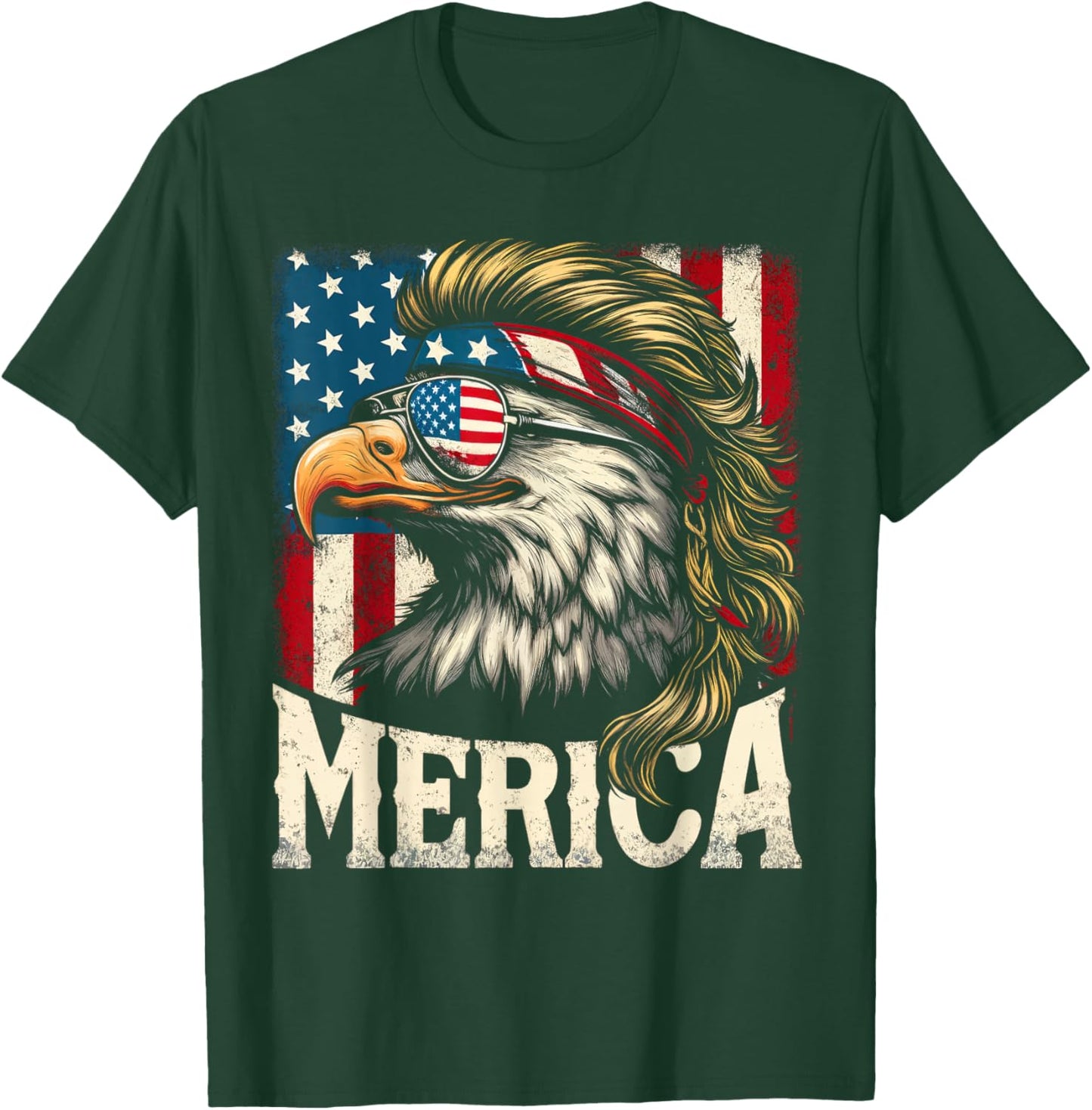 4th of July Patriotic Funny Eagle July 4th USA Merica T-Shirt - T-Shirt | Forest