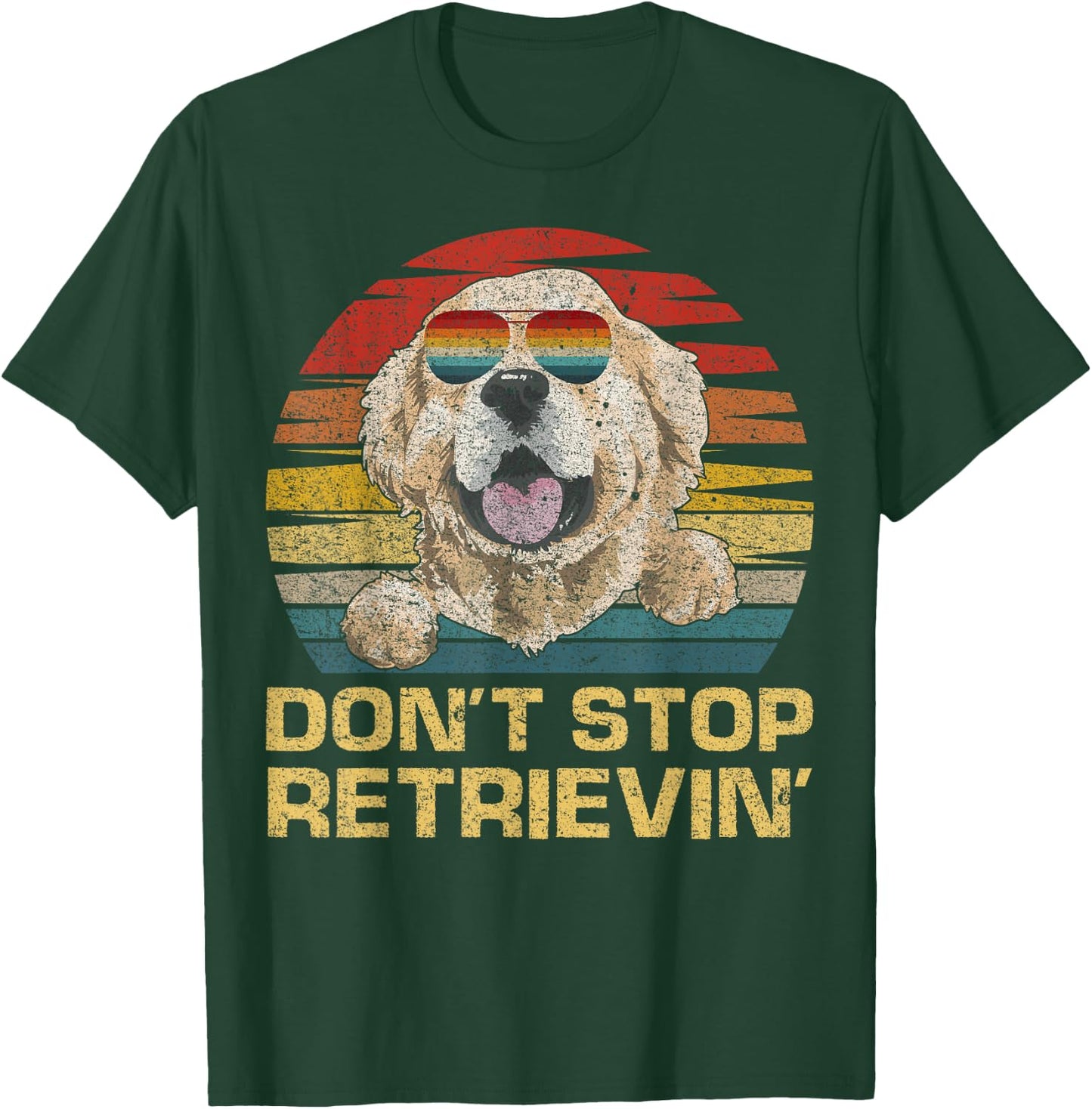 Don't Stop Retrieving Retro Vintage Golden Retriever Dog T-Shirt - T-Shirt | Forest
