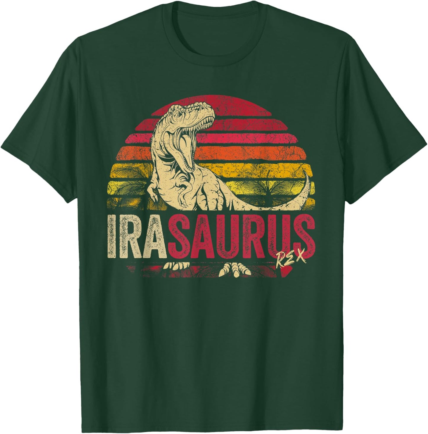 Ira Saurus Funny Personalized Dinosaur T Rex Boys Name T-Shirt - T-Shirt | Forest