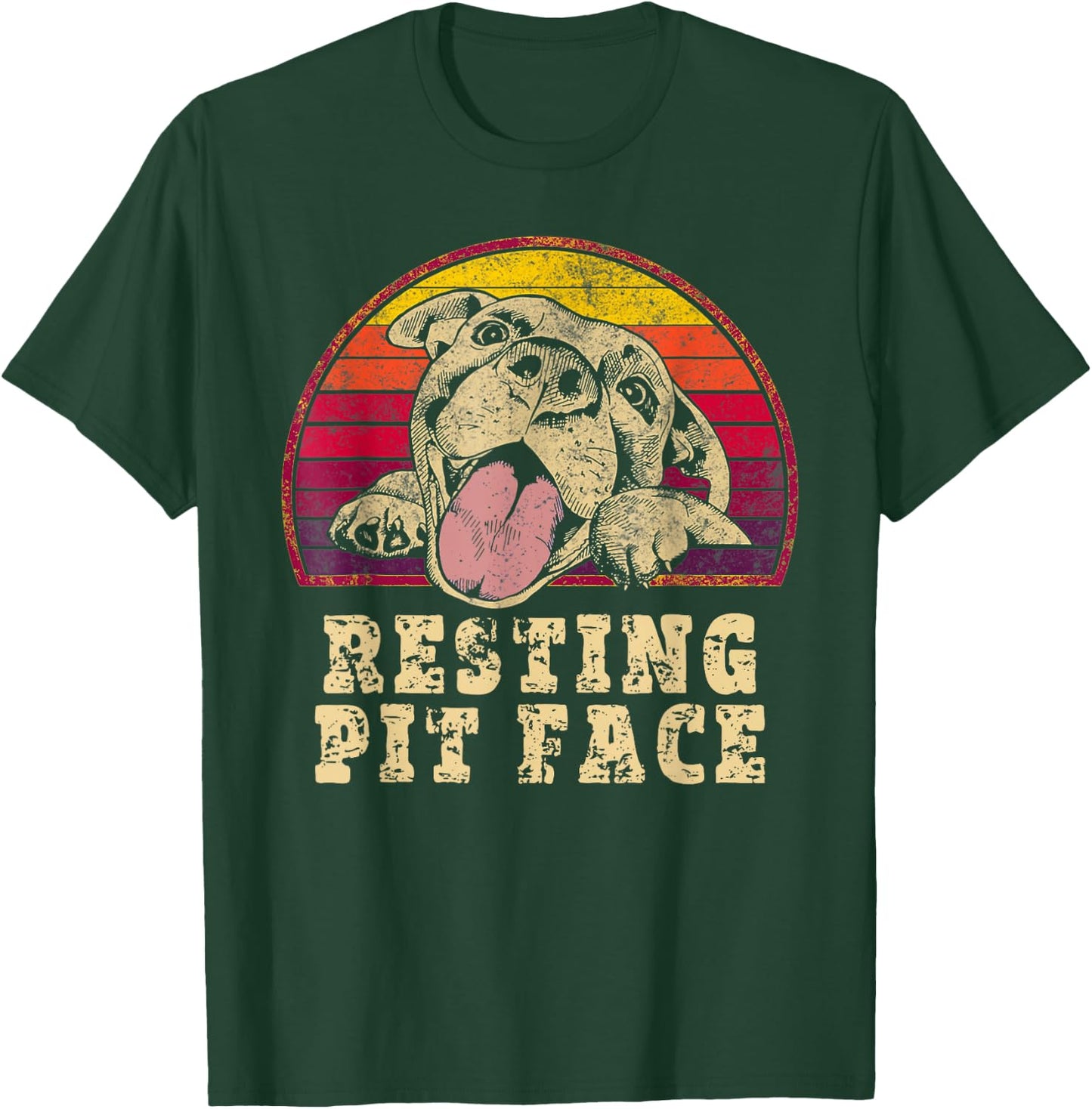 Resting Pit Face Cute Vintage Pitbull Lovers T-Shirt - T-Shirt | Forest